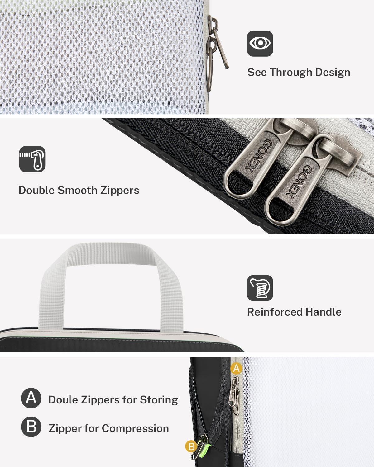 image:imageCompression Packing Cubes Gonex Extensible Storage Mesh Bags OrganizersA 6 PCS New Size Higher Black