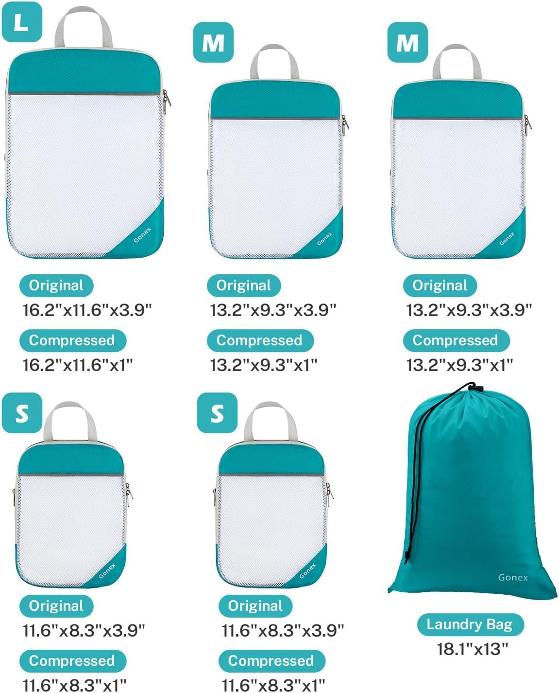 image:imageCompression Packing Cubes Gonex Extensible Storage Mesh Bags OrganizersA 6 PCS New Size Higher Blue