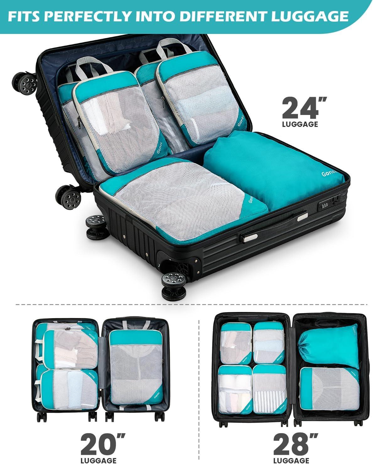 image:imageCompression Packing Cubes Gonex Extensible Storage Mesh Bags OrganizersA 6 PCS New Size Higher Blue