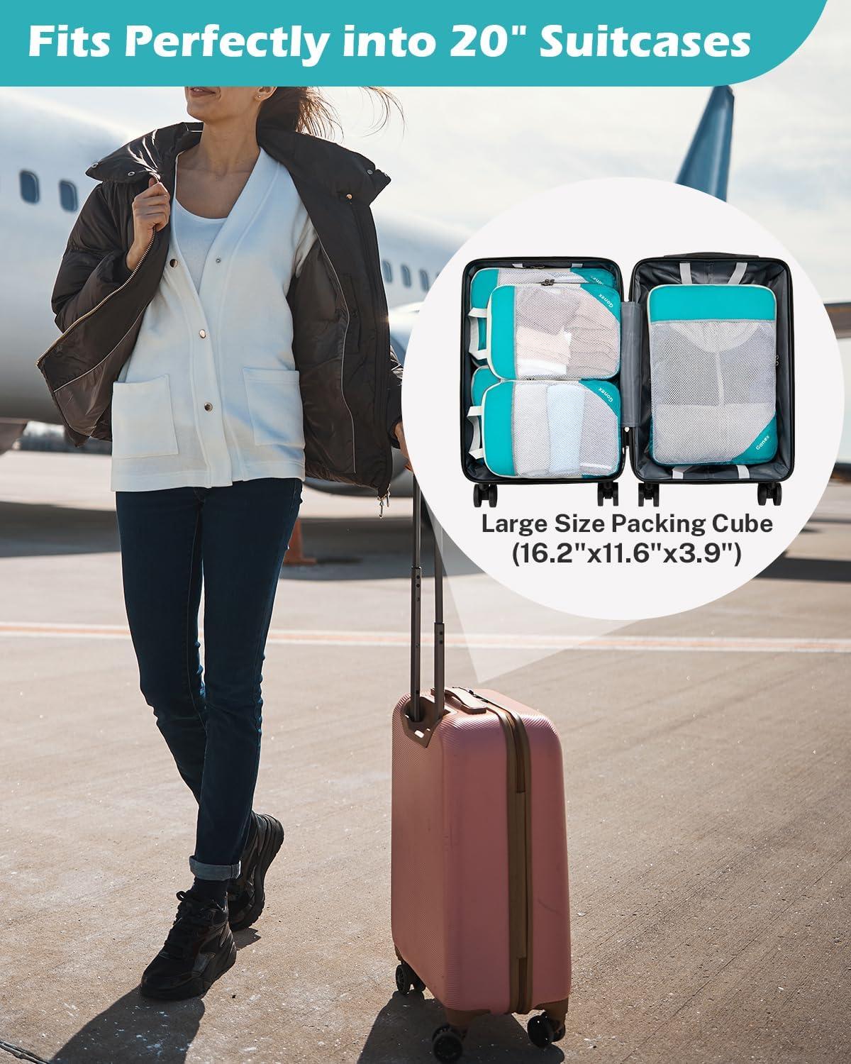 image:imageCompression Packing Cubes Gonex Extensible Storage Mesh Bags OrganizersA 6 PCS New Size Higher Blue