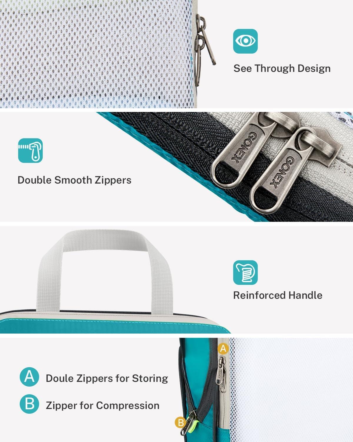 image:imageCompression Packing Cubes Gonex Extensible Storage Mesh Bags OrganizersA 6 PCS New Size Higher Blue