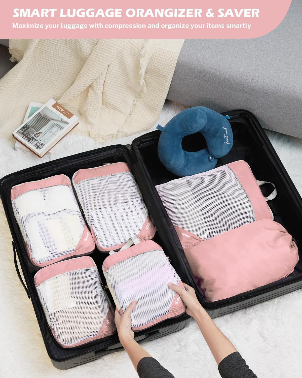 image:imageCompression Packing Cubes Gonex Extensible Storage Mesh Bags OrganizersA 6 PCS New Size Higher Pink