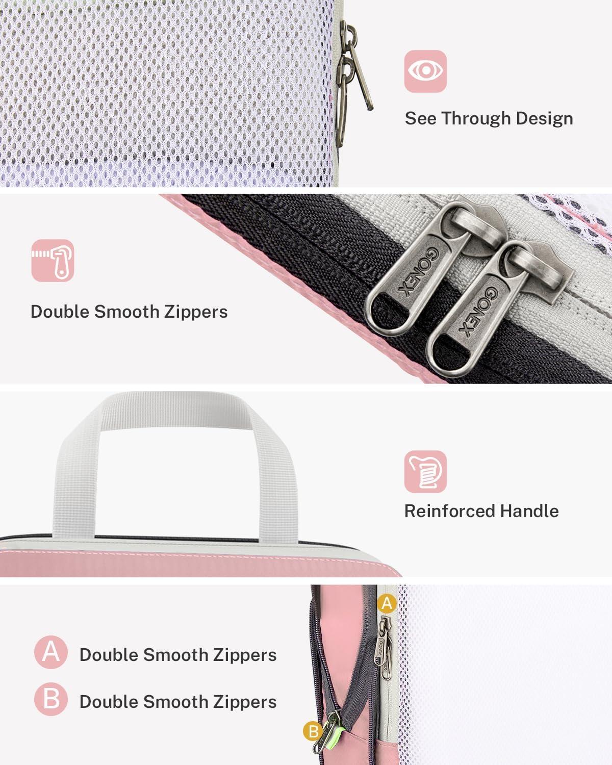 image:imageCompression Packing Cubes Gonex Extensible Storage Mesh Bags OrganizersA 6 PCS New Size Higher Pink