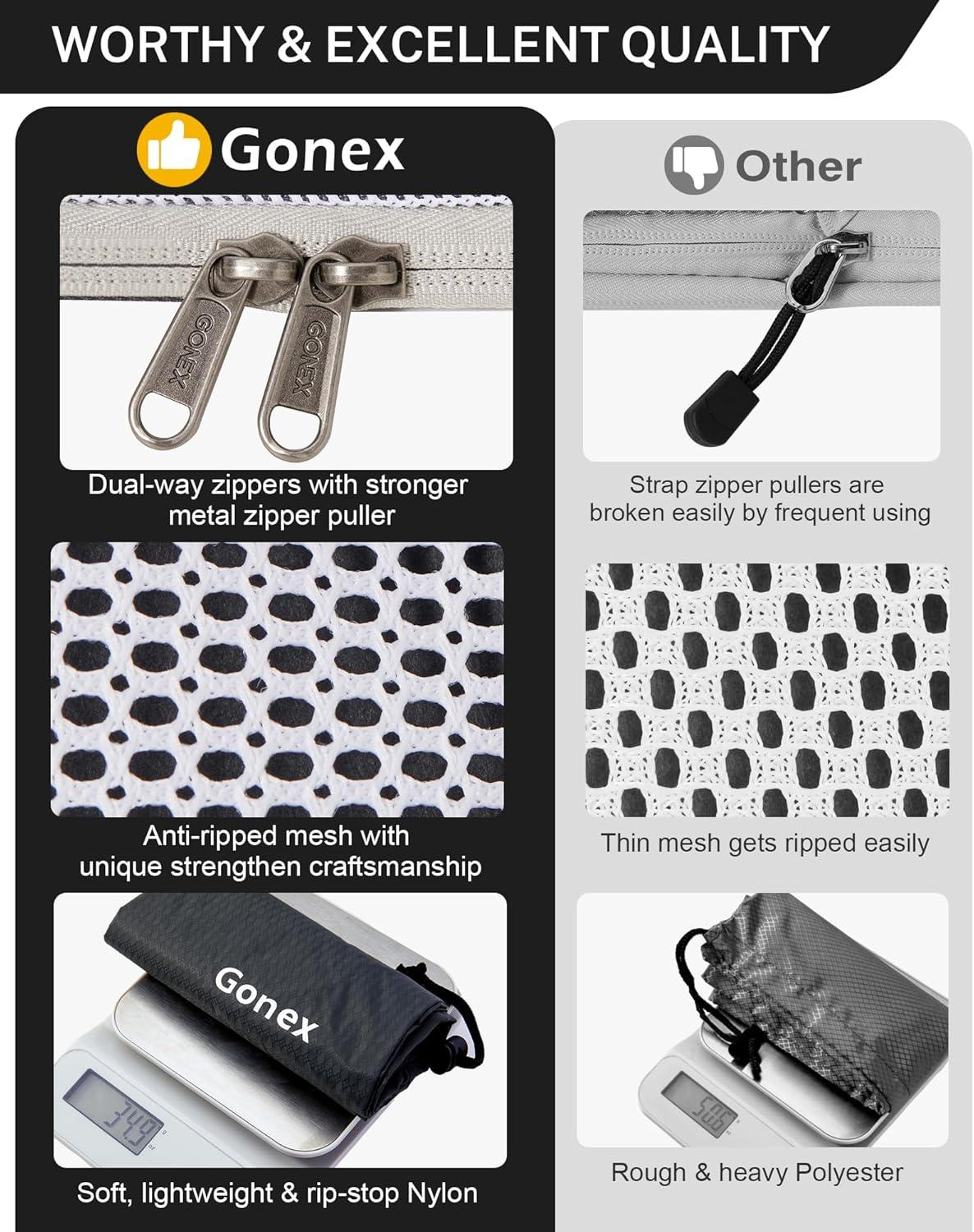 image:imageCompression Packing Cubes Gonex Extensible Storage Mesh Bags OrganizersB 6 PCS Black