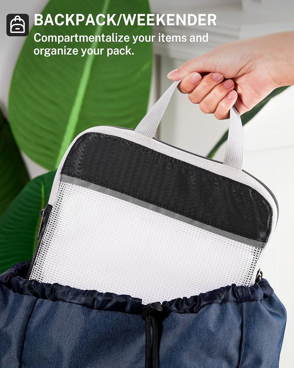 image:imageCompression Packing Cubes Gonex Extensible Storage Mesh Bags OrganizersB 6 PCS Black
