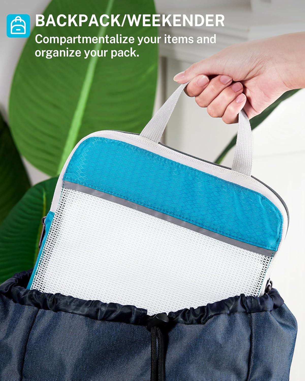 image:imageCompression Packing Cubes Gonex Extensible Storage Mesh Bags OrganizersB 6 PCS Blue