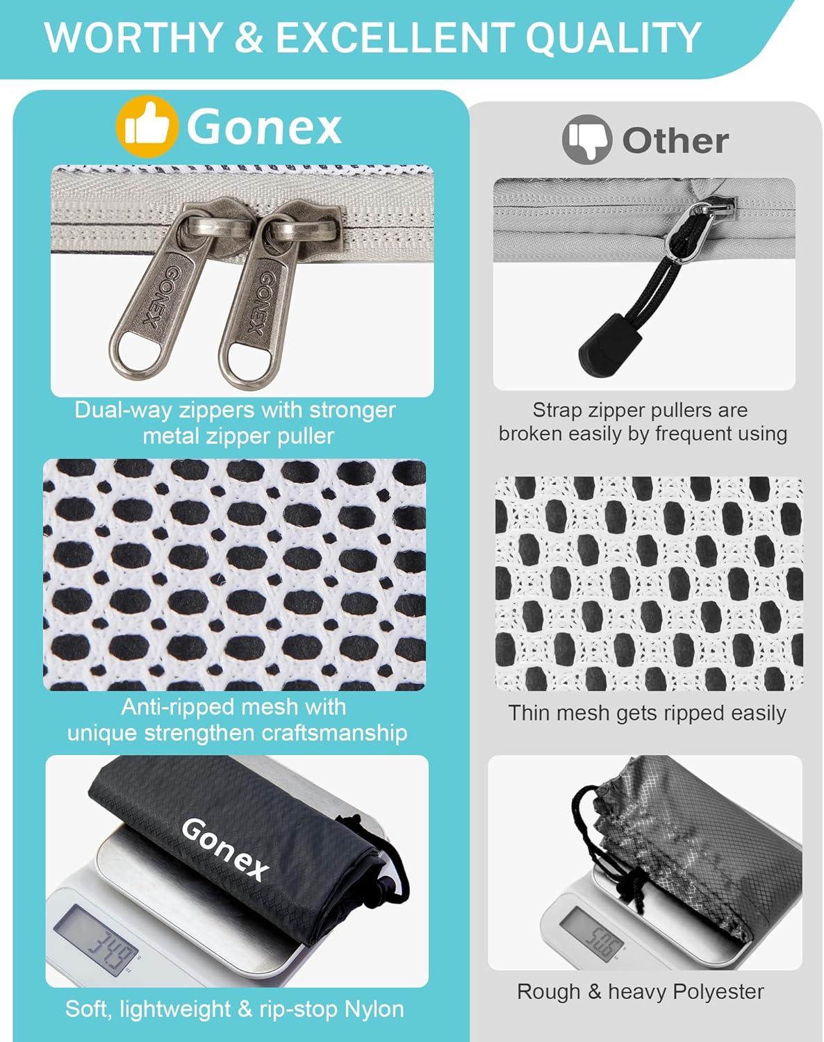 image:imageCompression Packing Cubes Gonex Extensible Storage Mesh Bags OrganizersB 6 PCS Blue