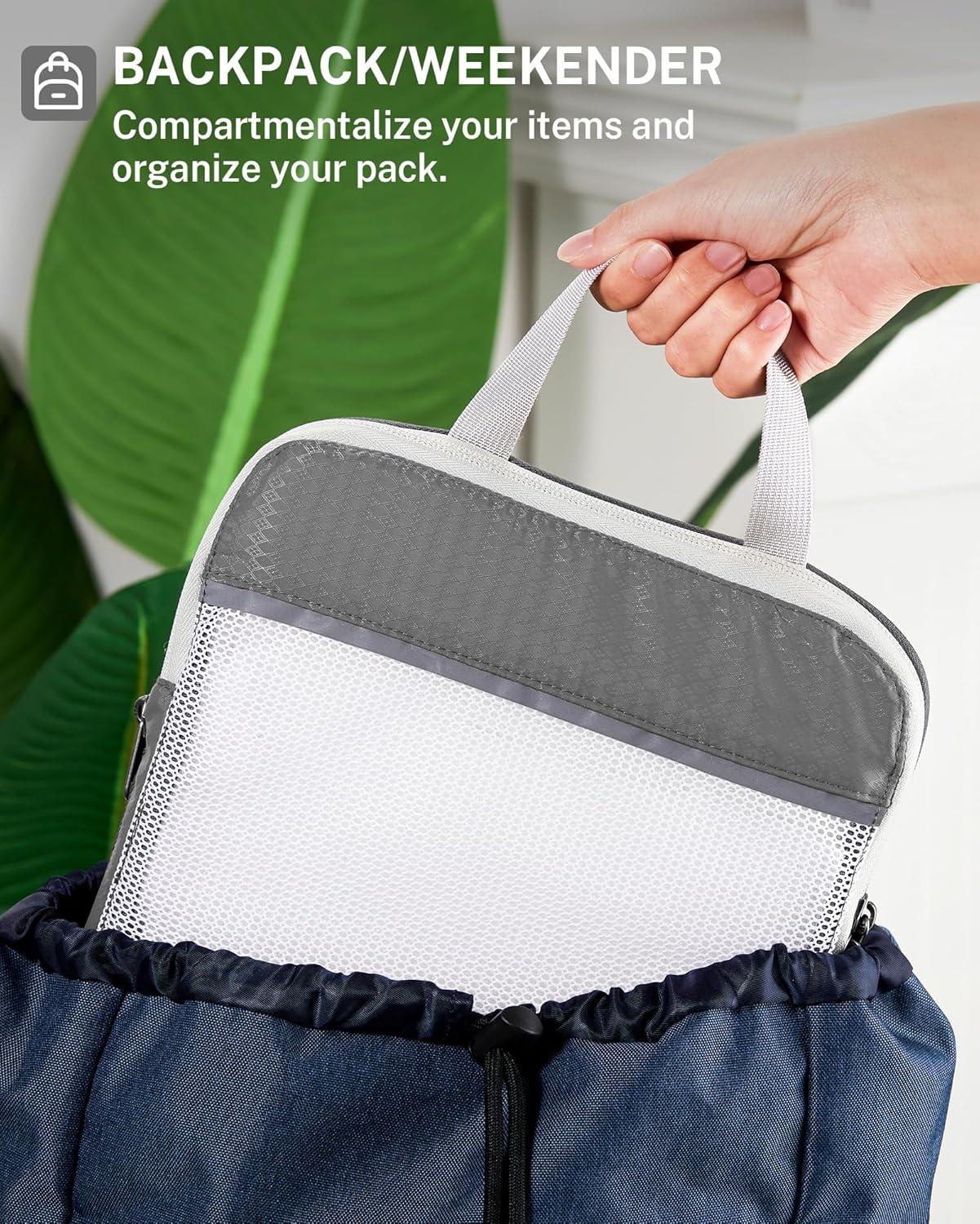 image:imageCompression Packing Cubes Gonex Extensible Storage Mesh Bags OrganizersB 6 PCS Gray