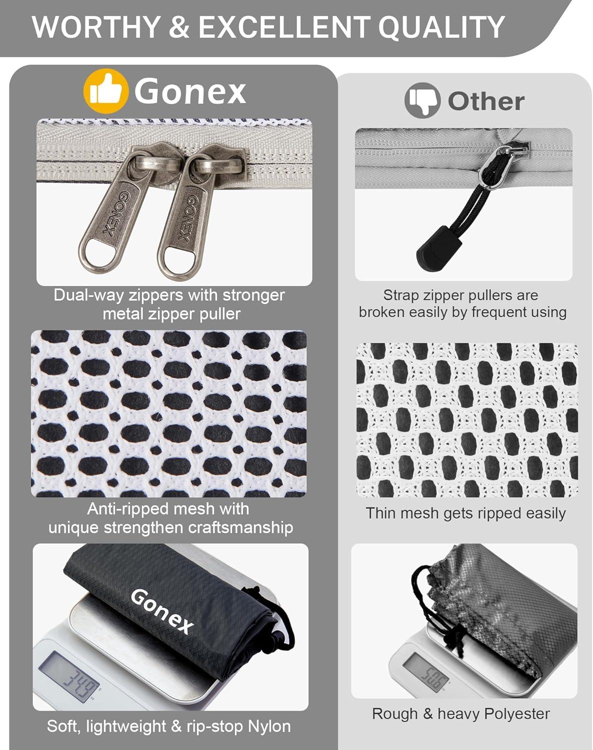 image:imageCompression Packing Cubes Gonex Extensible Storage Mesh Bags OrganizersB 6 PCS Gray