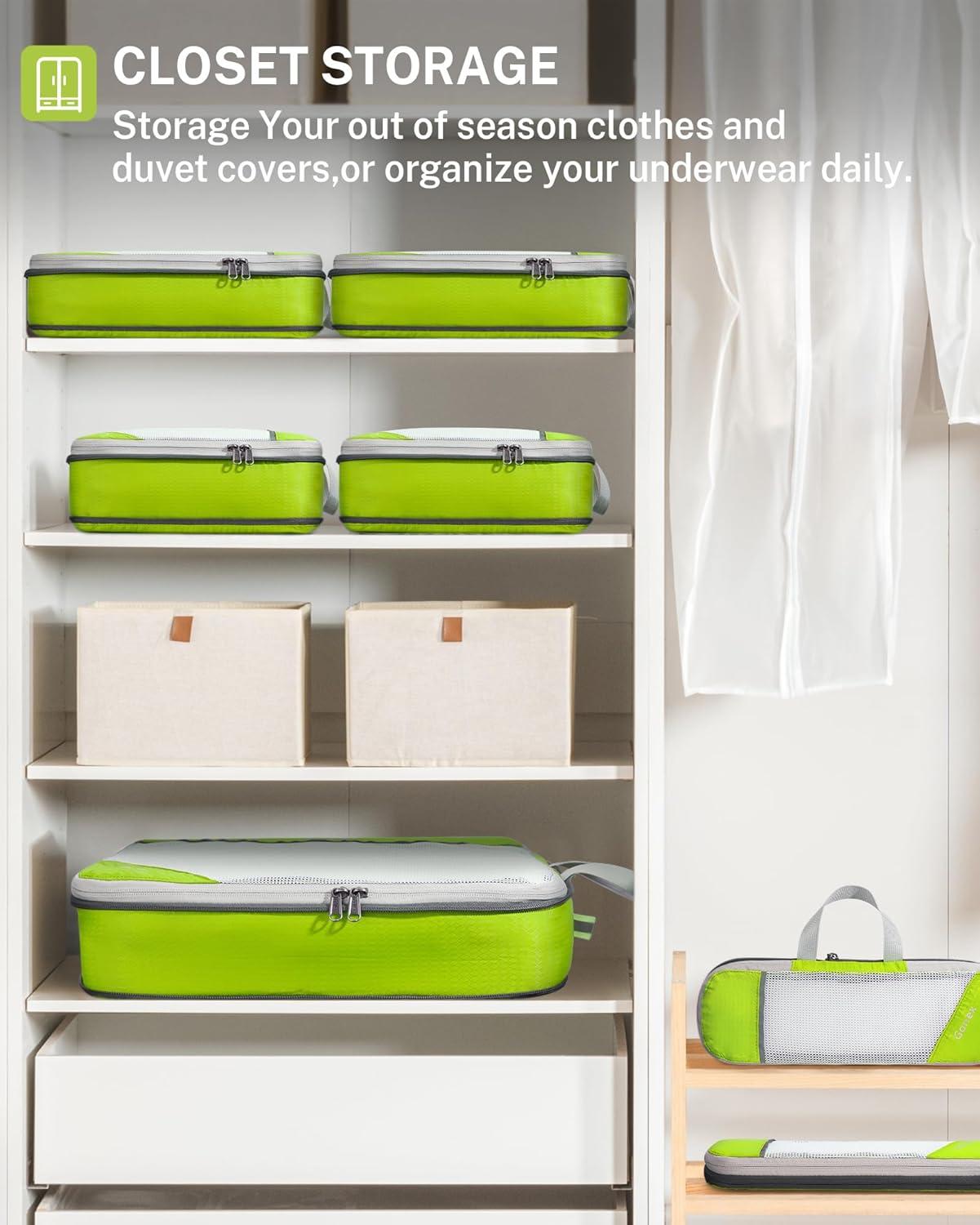 image:imageCompression Packing Cubes Gonex Extensible Storage Mesh Bags OrganizersB 6 PCS Green