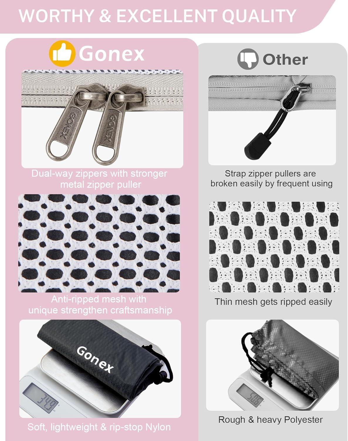 image:imageCompression Packing Cubes Gonex Extensible Storage Mesh Bags OrganizersB 6 PCS Pink