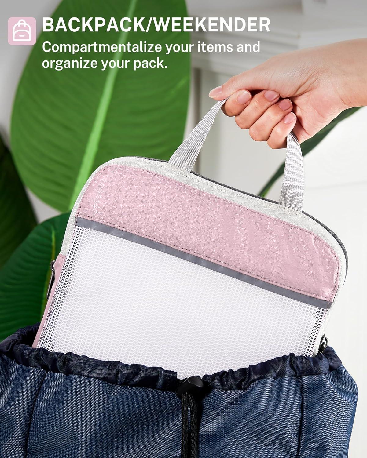 image:imageCompression Packing Cubes Gonex Extensible Storage Mesh Bags OrganizersB 6 PCS Pink
