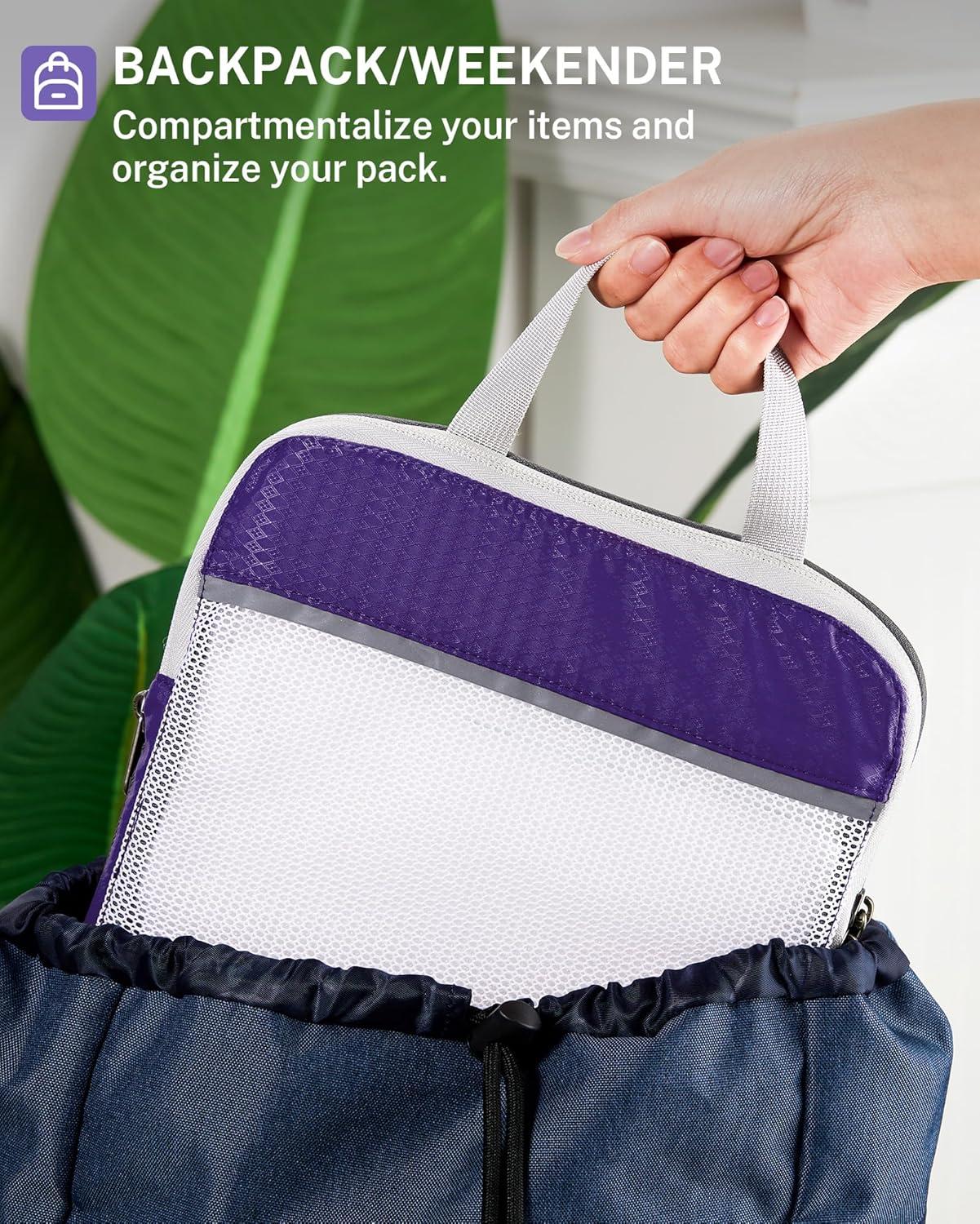 image:imageCompression Packing Cubes Gonex Extensible Storage Mesh Bags OrganizersB 6 PCS Purple