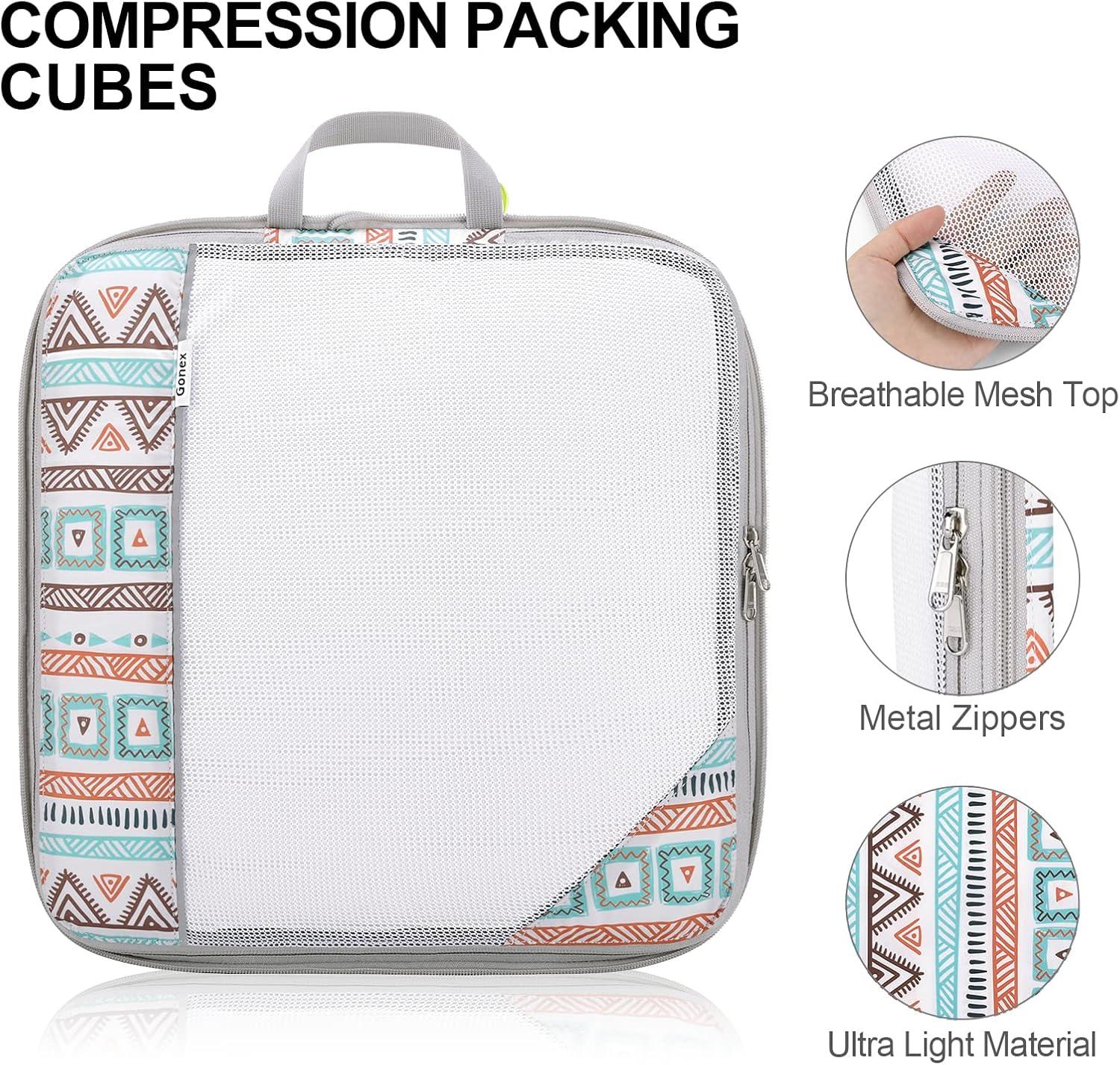 image:imageCompression Packing Cubes Gonex Extensible Storage Mesh Bags OrganizersC 6 PCs Bohemian White