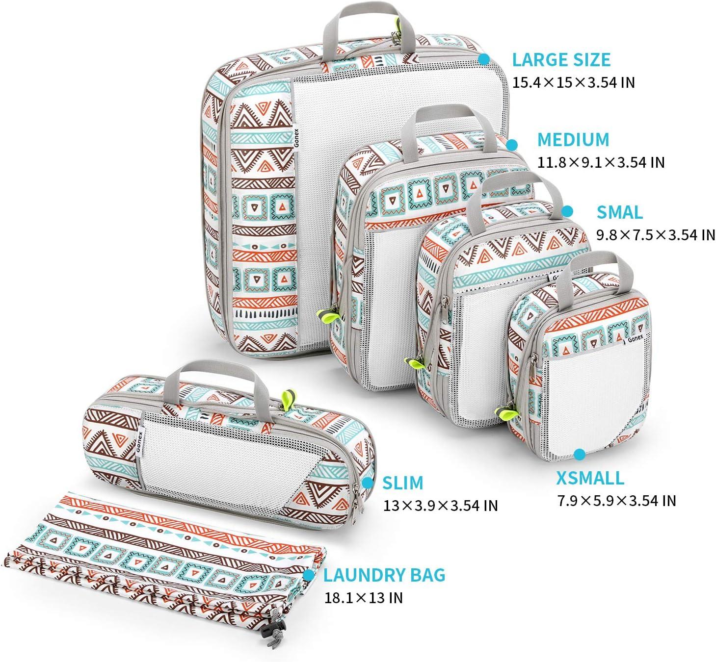 image:imageCompression Packing Cubes Gonex Extensible Storage Mesh Bags OrganizersC 6 PCs Bohemian White