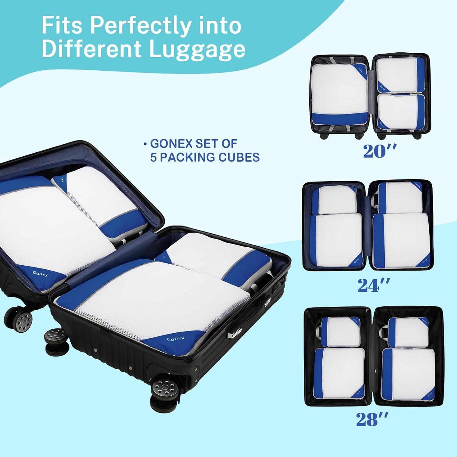 image:imageCompression Packing Cubes Gonex Extensible Storage Mesh Bags OrganizersD 4 PCS Deep Blue