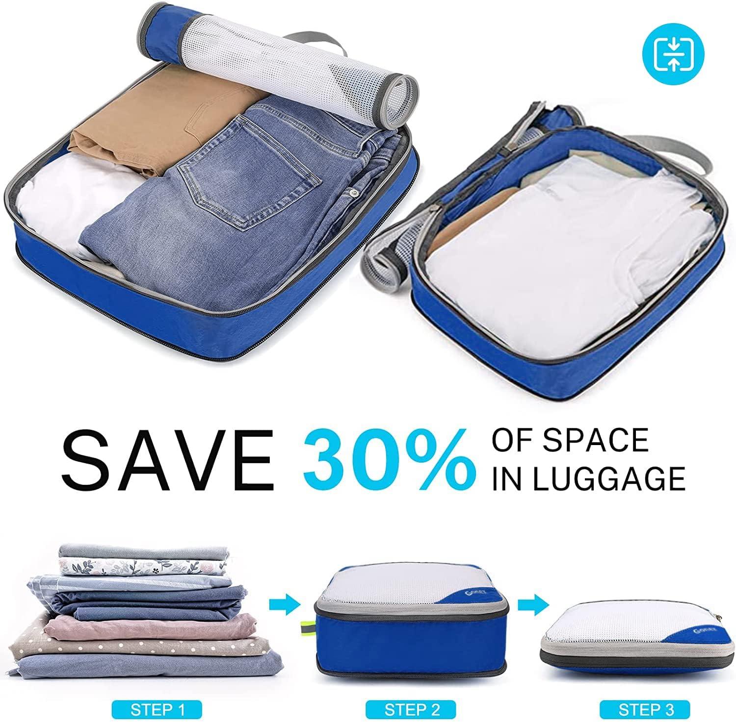 image:imageCompression Packing Cubes Gonex Extensible Storage Mesh Bags OrganizersD 4 PCS Deep Blue