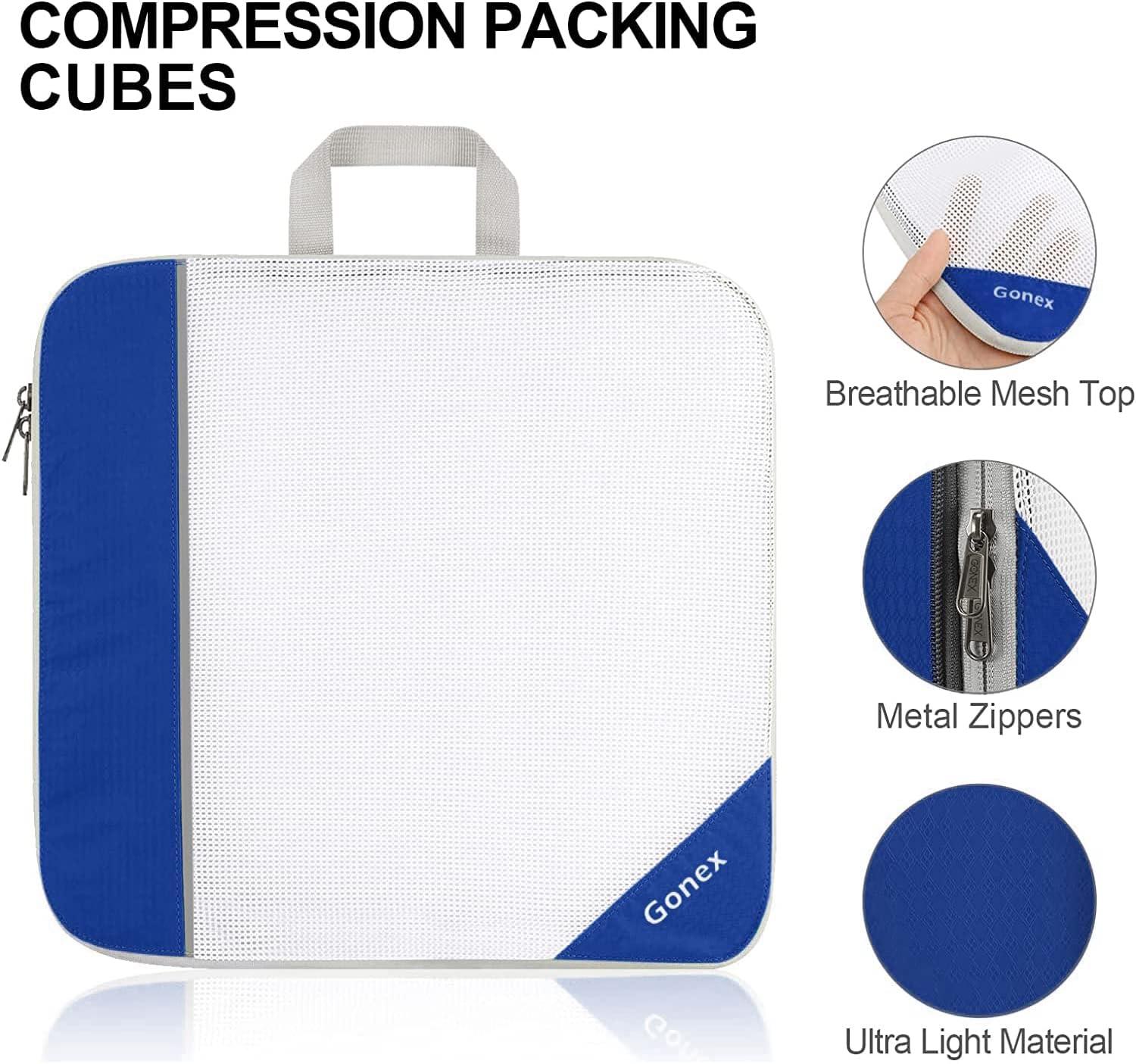 image:imageCompression Packing Cubes Gonex Extensible Storage Mesh Bags OrganizersD 4 PCS Deep Blue
