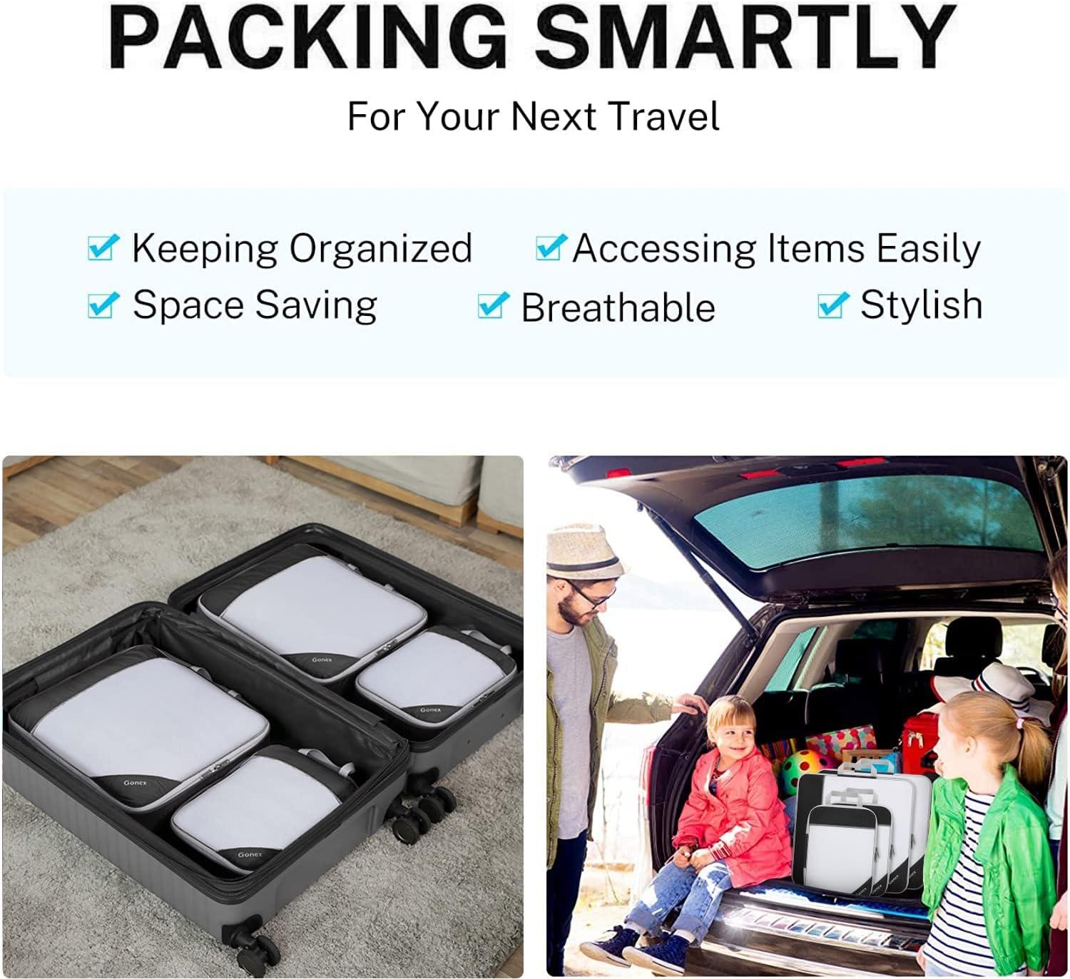 image:imageCompression Packing Cubes Gonex Extensible Storage Mesh Bags OrganizersD 4 Pcs Black
