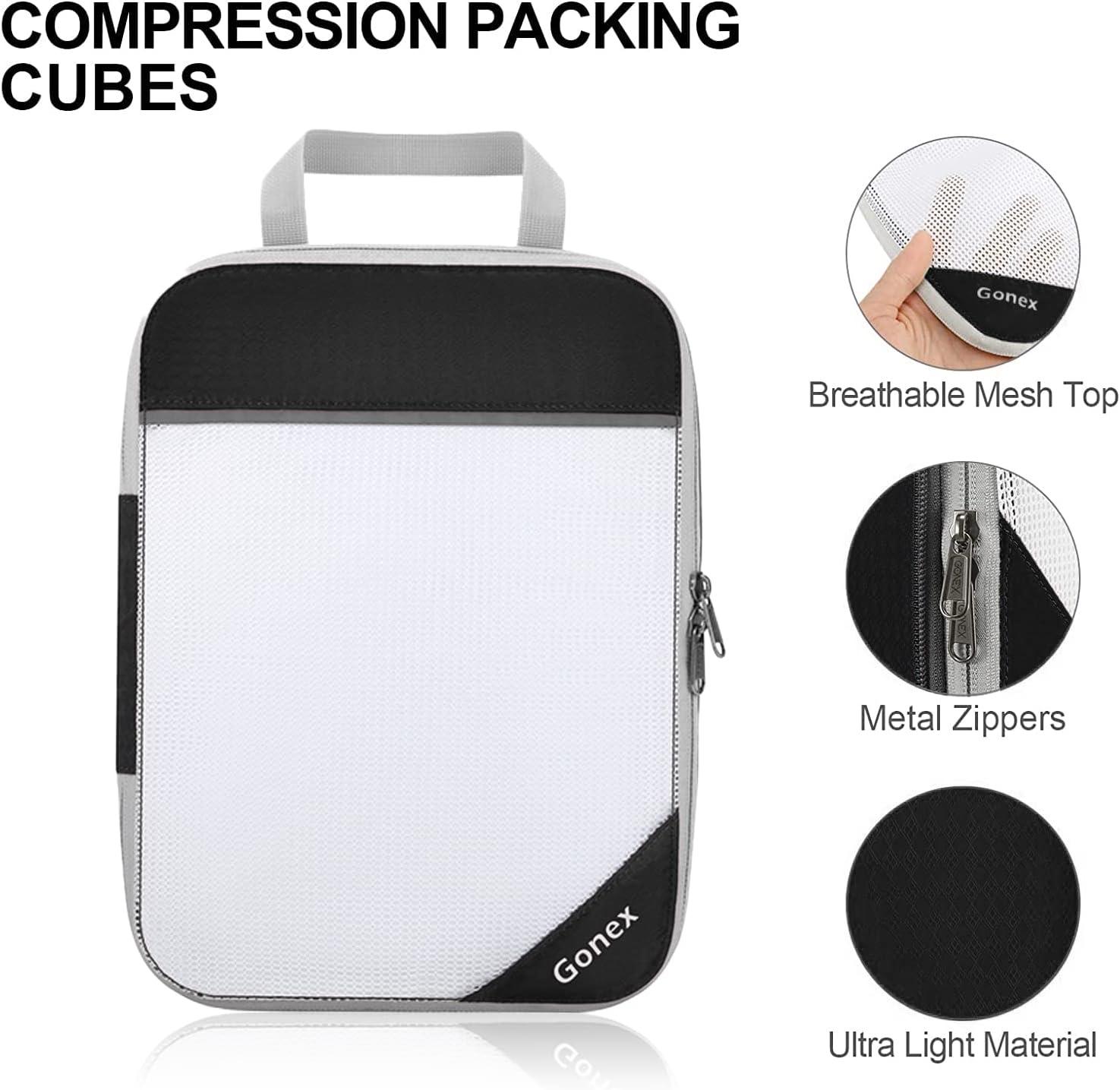 image:imageCompression Packing Cubes Gonex Extensible Storage Mesh Bags OrganizersE 5 PCS Black