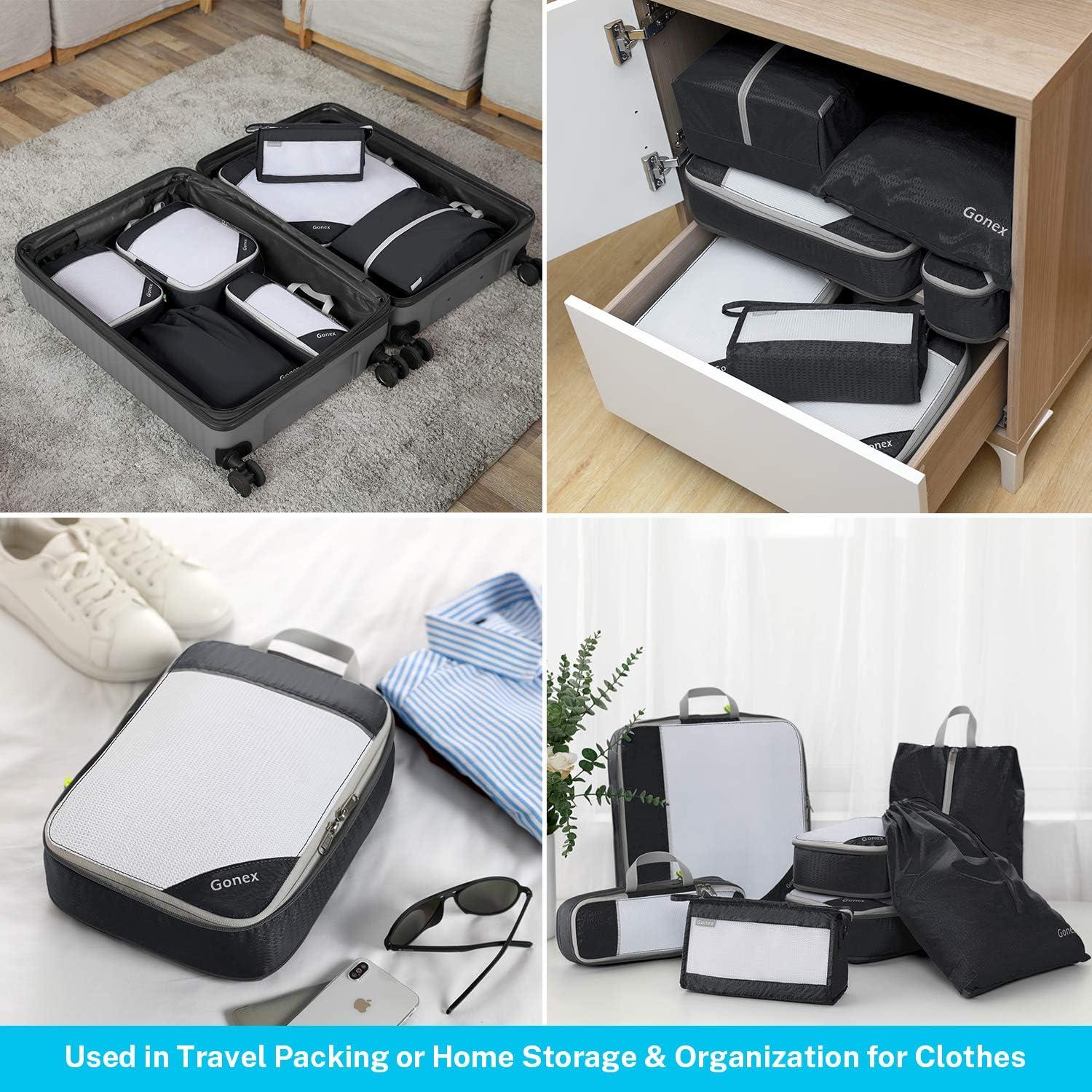image:imageCompression Packing Cubes Gonex Extensible Storage Mesh Bags OrganizersF 7 Pcs Black