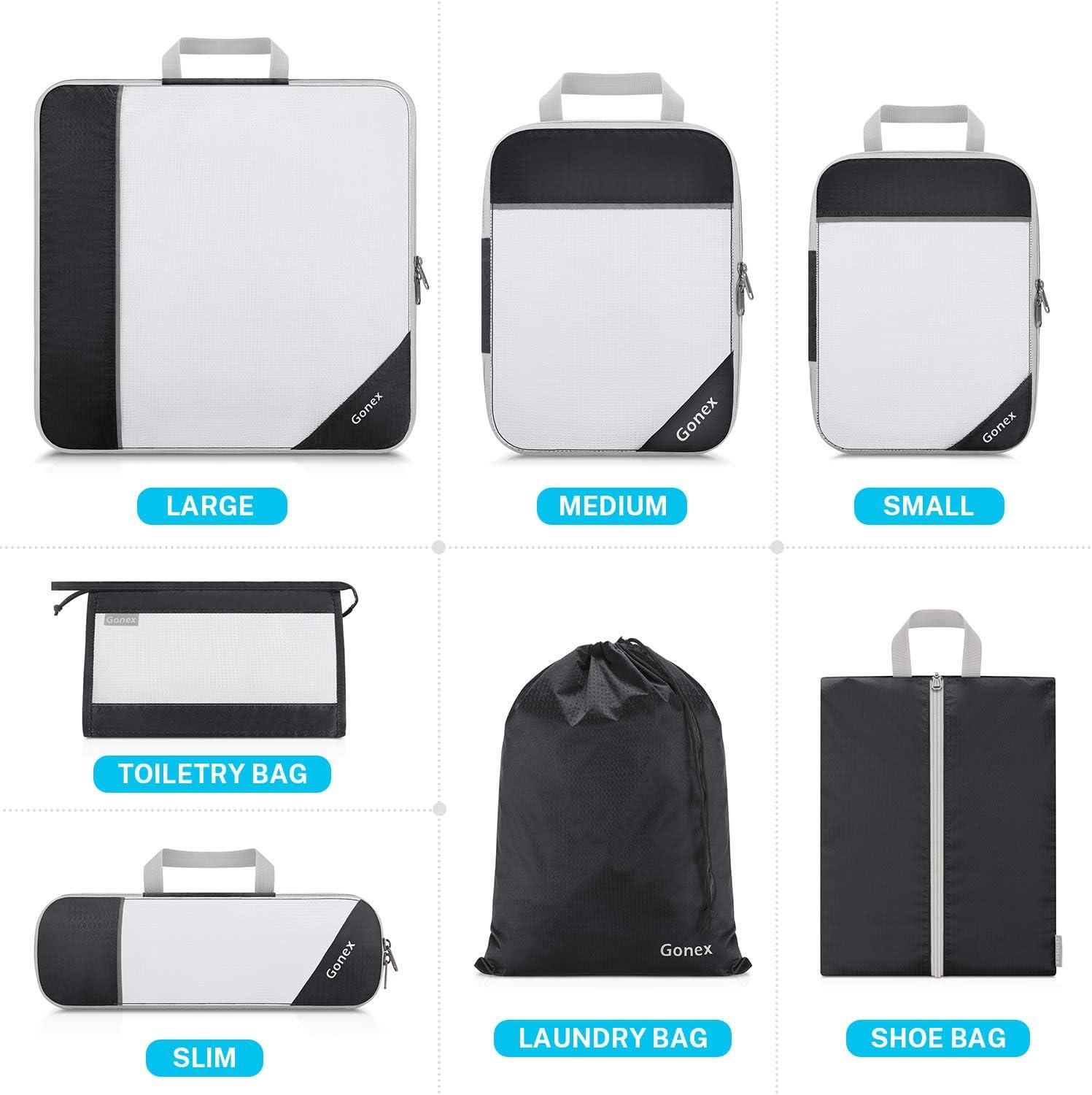 image:imageCompression Packing Cubes Gonex Extensible Storage Mesh Bags OrganizersF 7 Pcs Black