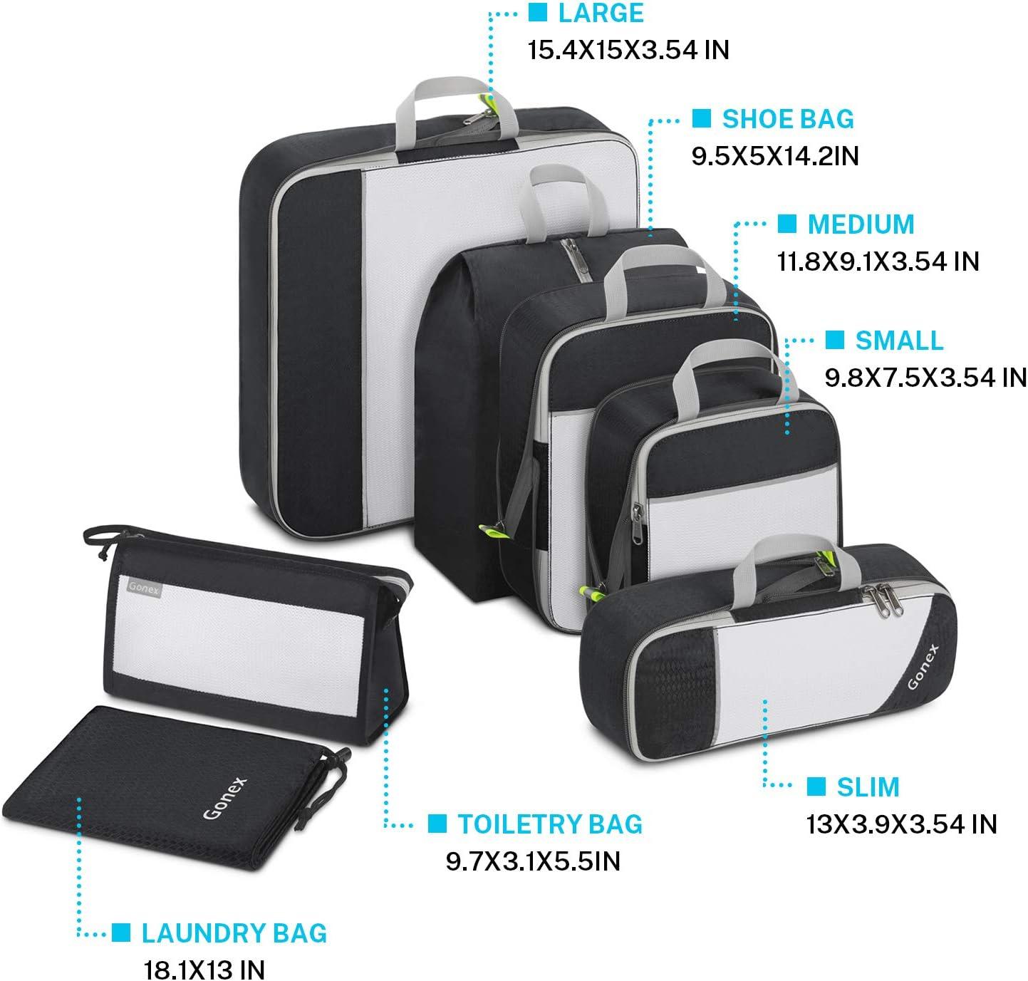 image:imageCompression Packing Cubes Gonex Extensible Storage Mesh Bags OrganizersF 7 Pcs Black