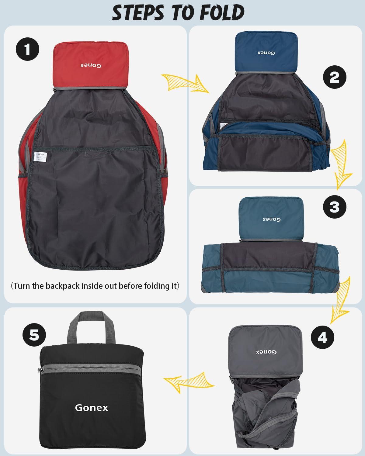 image:imageGonex 30L Ultra Lightweight Packable Backpack Handy Foldable Daypack for Camping Outdoor Travel Cycling BackpackingBlack