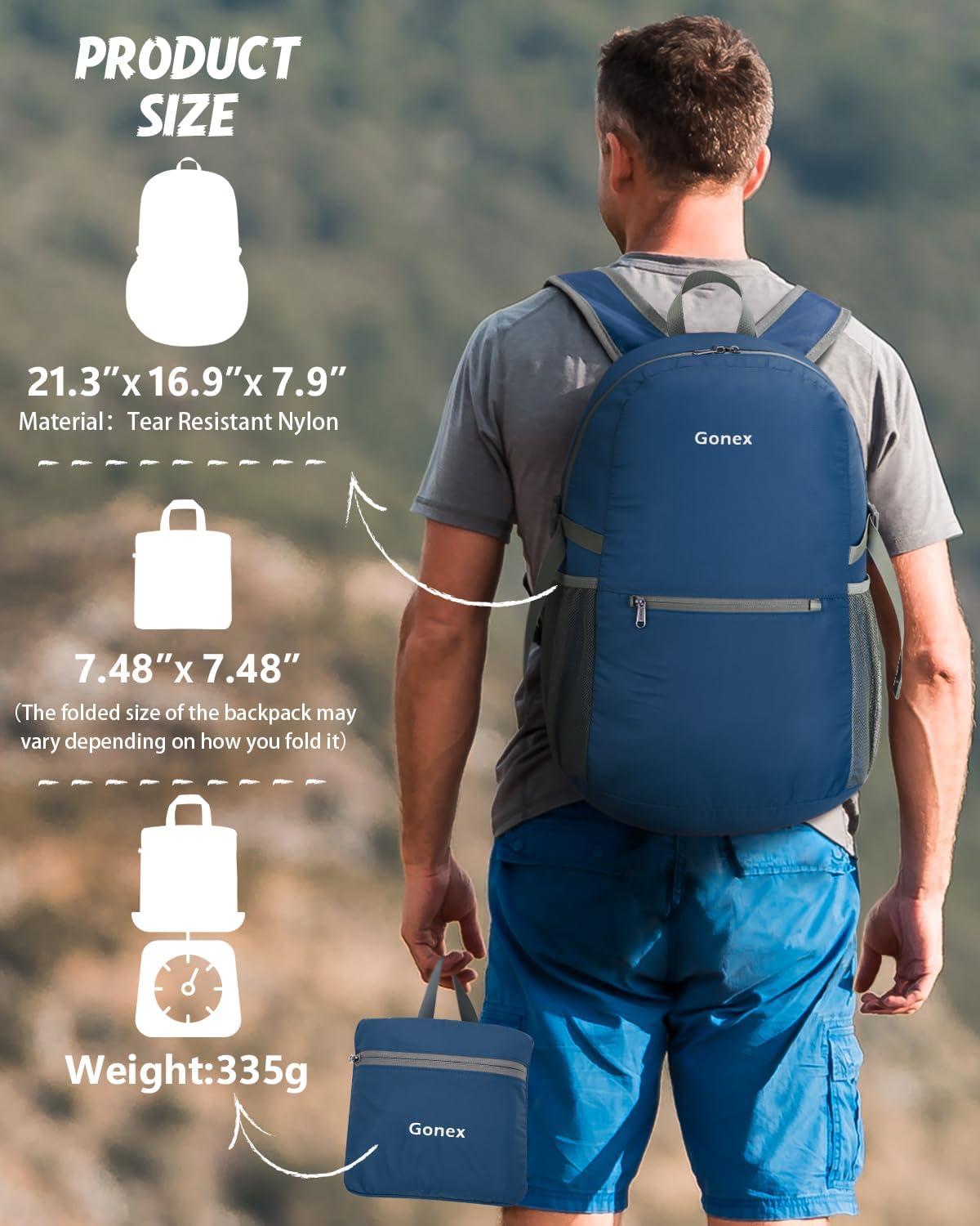 image:imageGonex 30L Ultra Lightweight Packable Backpack Handy Foldable Daypack for Camping Outdoor Travel Cycling BackpackingDark Blue