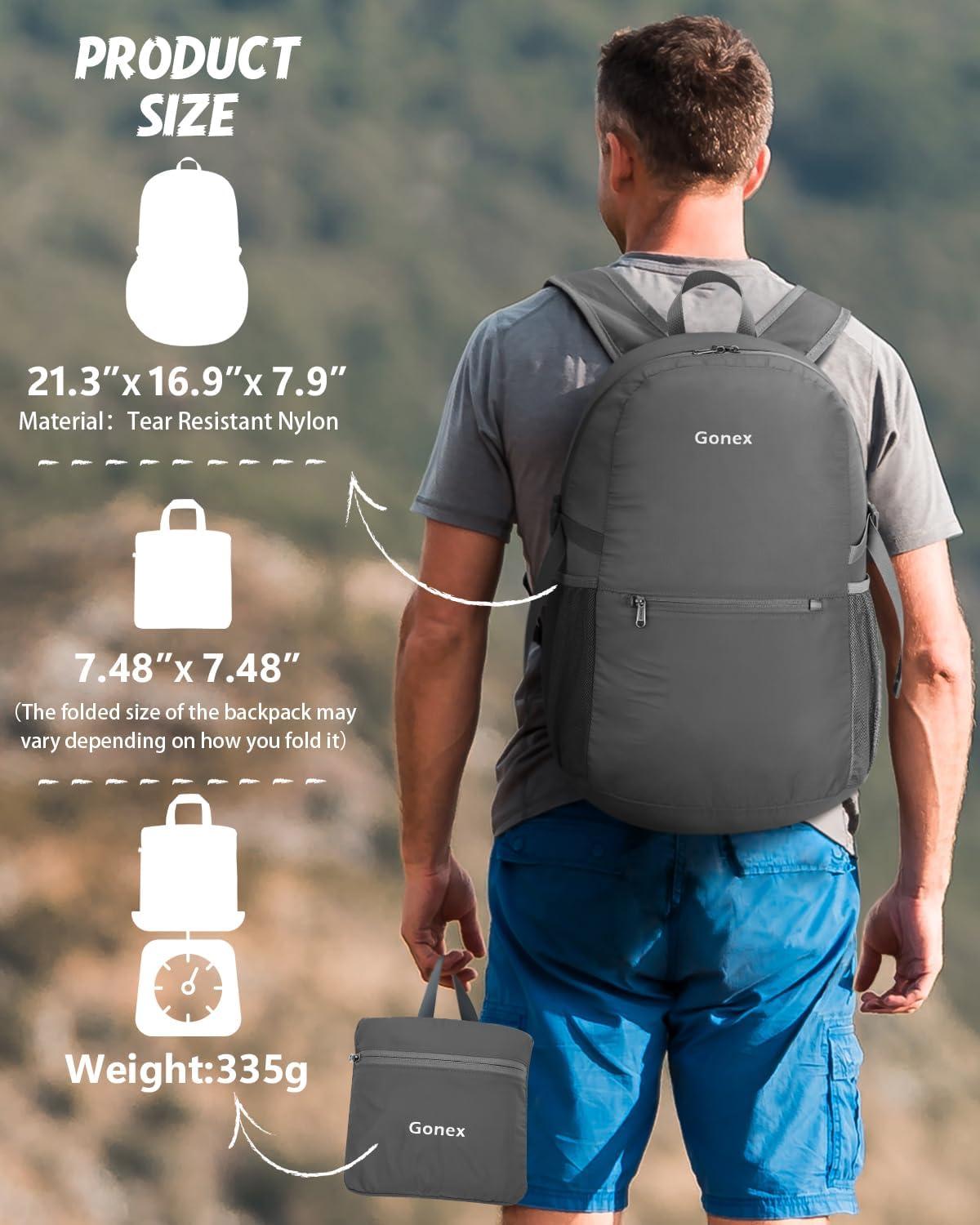 image:imageGonex 30L Ultra Lightweight Packable Backpack Handy Foldable Daypack for Camping Outdoor Travel Cycling BackpackingGrey
