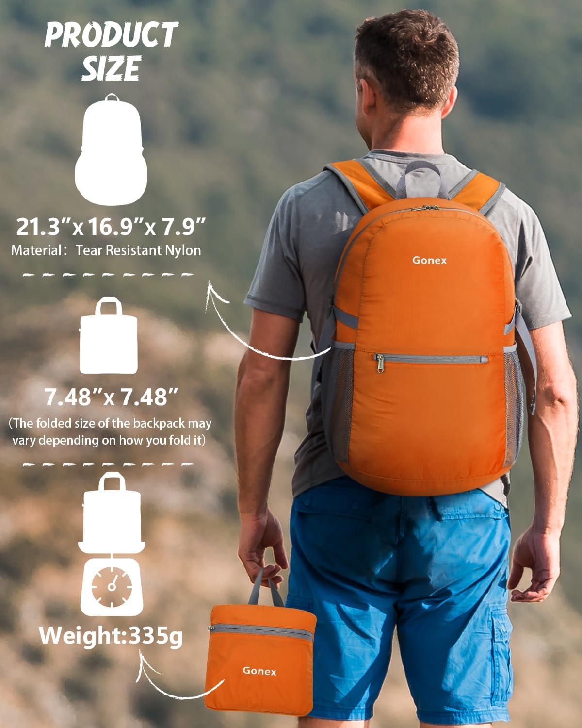 image:imageGonex 30L Ultra Lightweight Packable Backpack Handy Foldable Daypack for Camping Outdoor Travel Cycling BackpackingOrange