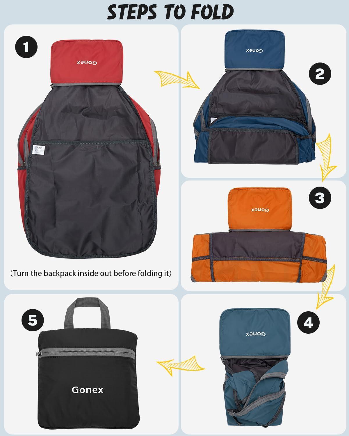 image:imageGonex 30L Ultra Lightweight Packable Backpack Handy Foldable Daypack for Camping Outdoor Travel Cycling BackpackingRed
