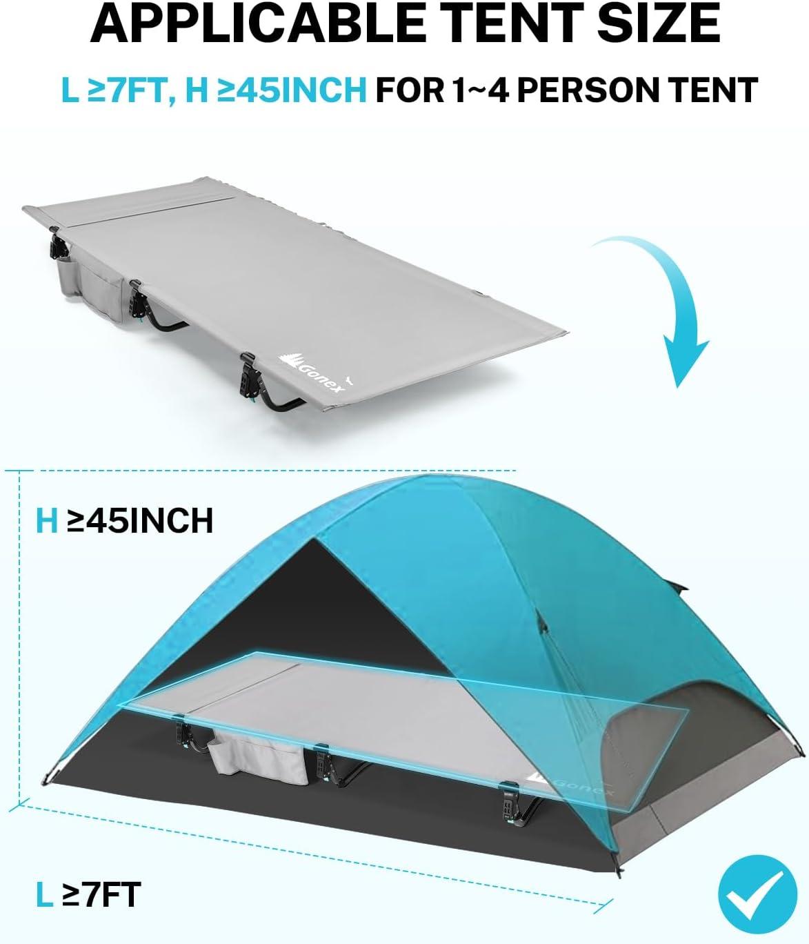 image:imageGonex 315 Extra Wide Camping Cot with Premium Pillow Pocket Supports 350lbs Portable Ultralight Folding Cot Bed for Adults Travel Beach Home Sleeping Army GreenGrey