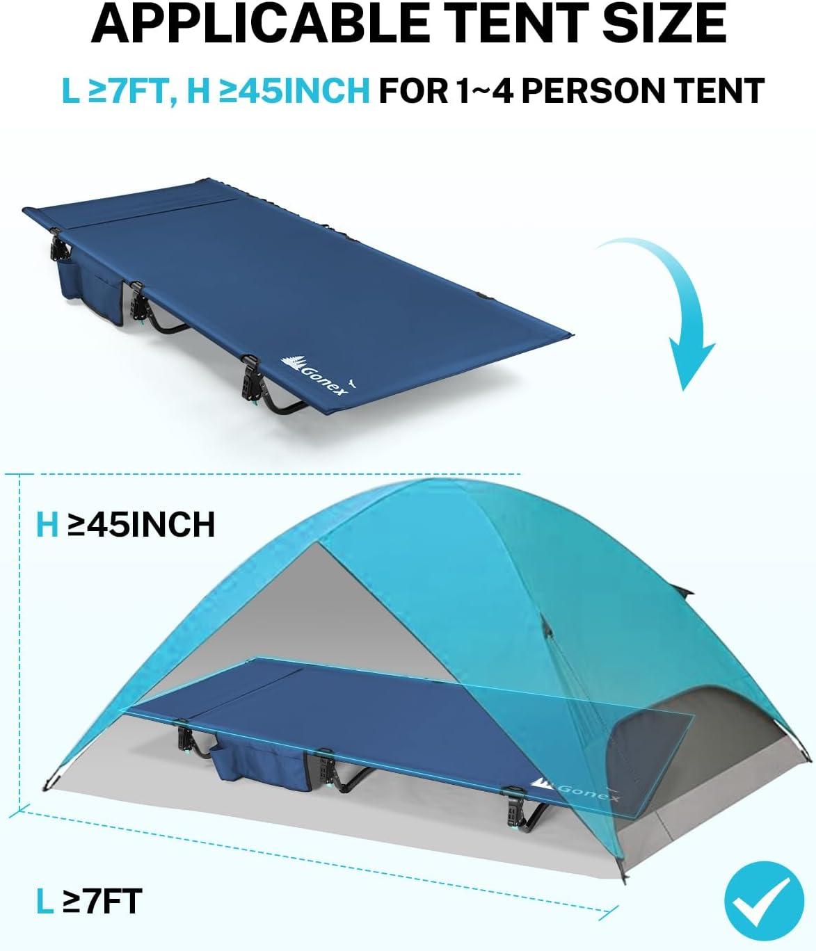 image:imageGonex 315 Extra Wide Camping Cot with Premium Pillow Pocket Supports 350lbs Portable Ultralight Folding Cot Bed for Adults Travel Beach Home Sleeping Army GreenBlue