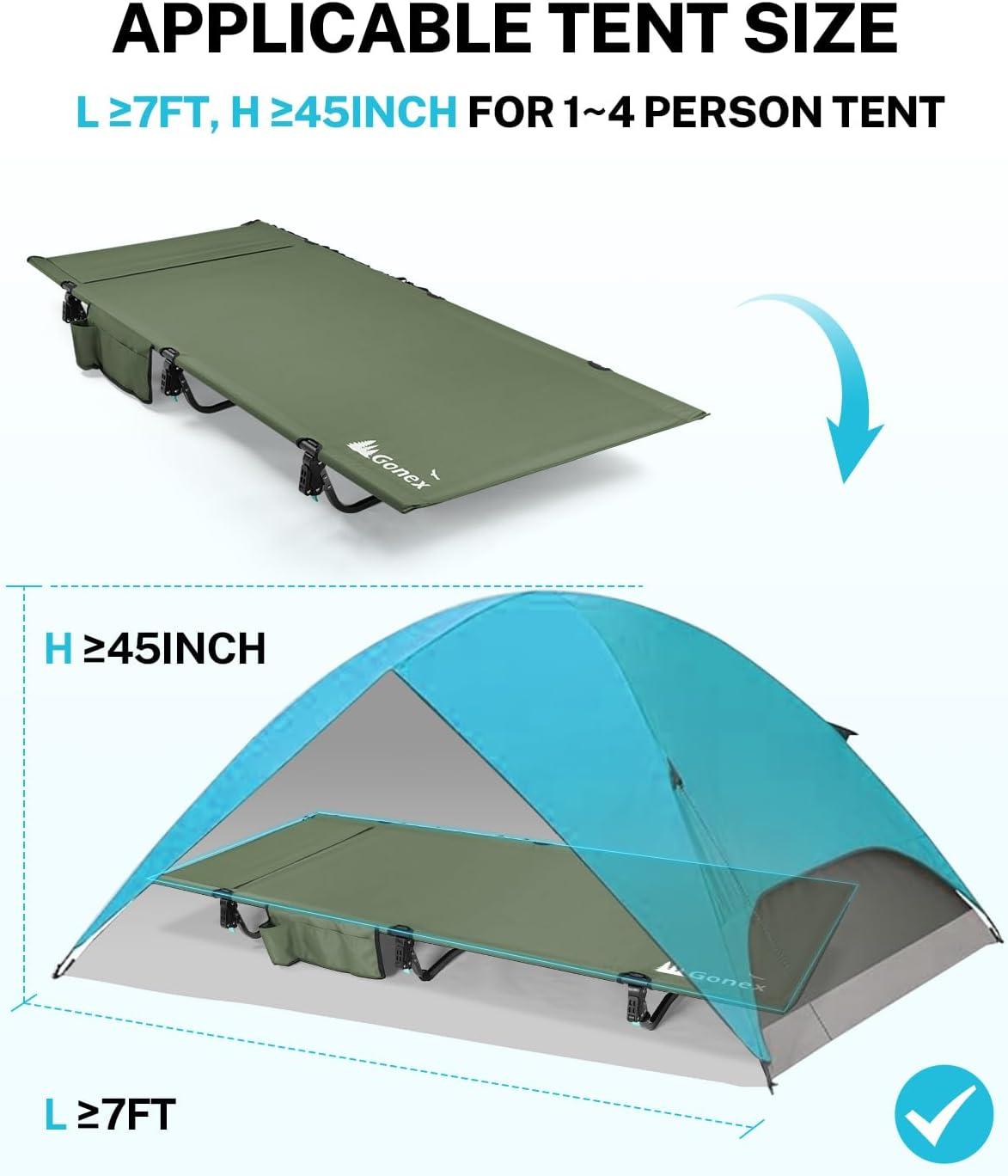 image:imageGonex 315 Extra Wide Camping Cot with Premium Pillow Pocket Supports 350lbs Portable Ultralight Folding Cot Bed for Adults Travel Beach Home Sleeping Army GreenArmy Green