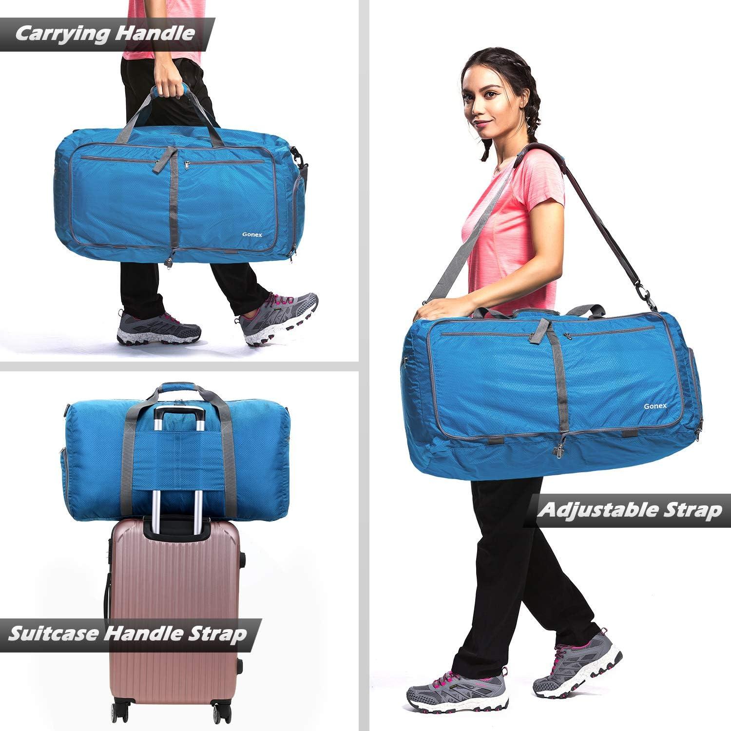 image:imageGonex 40L 60L 80L 100L 150L Large Foldable Travel Duffle Bag with Shoes Compartment Packable Lightweight Water Repellent Duffel Bag for Camping Gym Weekender BagSky Blue