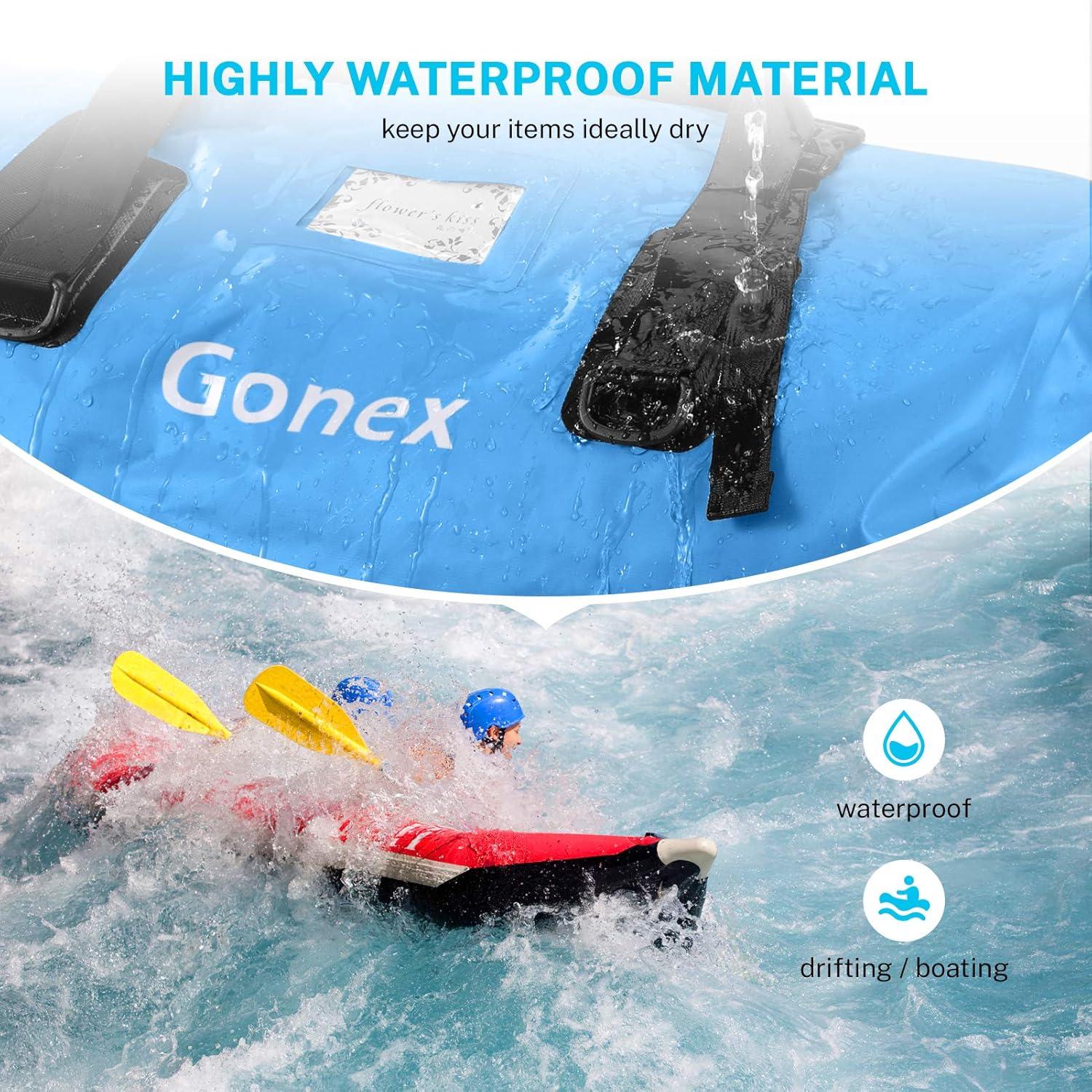 image:imageGonex 40L 60L 80L Extra Large Waterproof Duffle Travel Dry Duffel Bag Heavy Duty Bag with Durable Straps amp Handles for Kayaking Paddleboarding Boating Rafting FishingLight blue