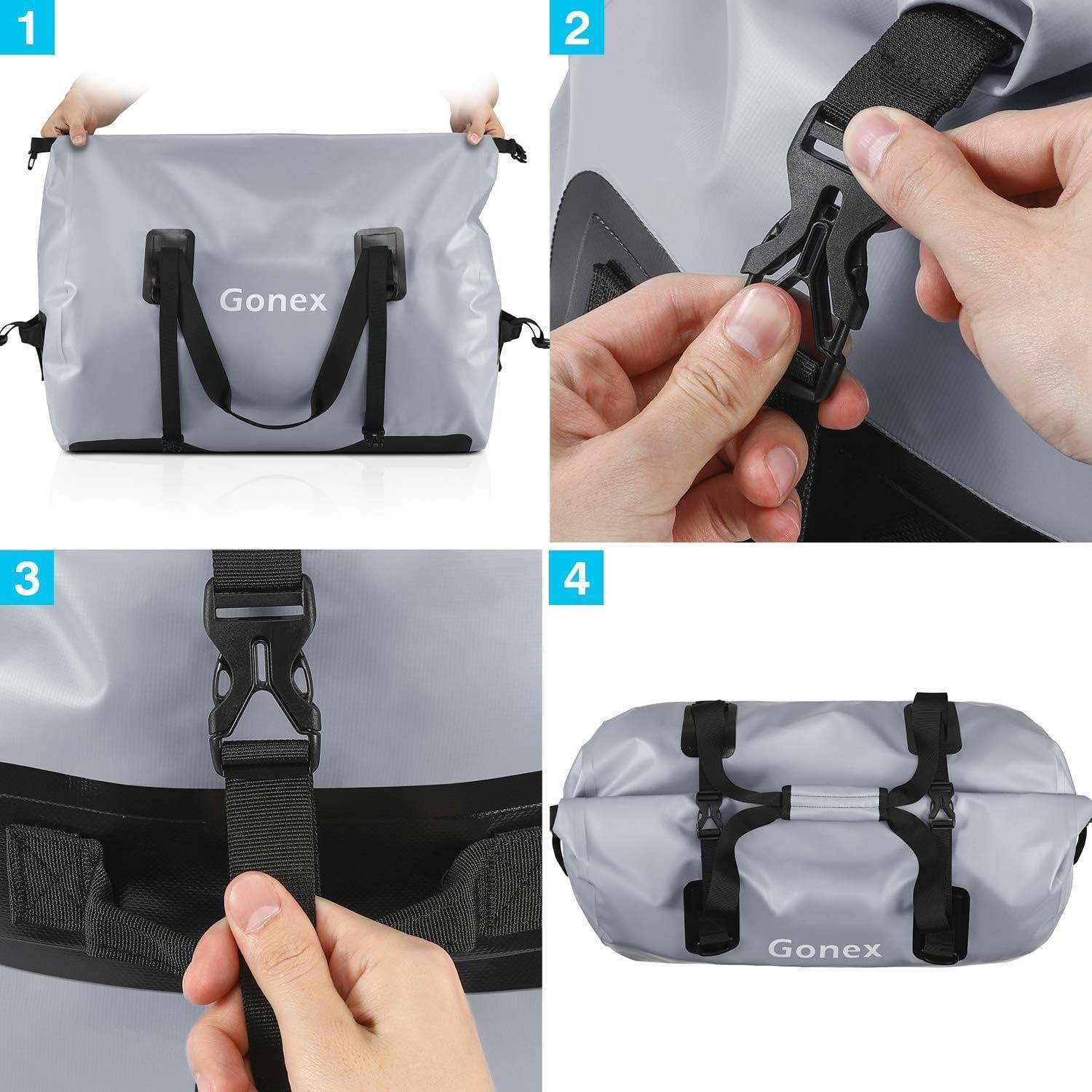 image:imageGonex 40L 60L 80L Extra Large Waterproof Duffle Travel Dry Duffel Bag Heavy Duty Bag with Durable Straps amp Handles for Kayaking Paddleboarding Boating Rafting FishingGray