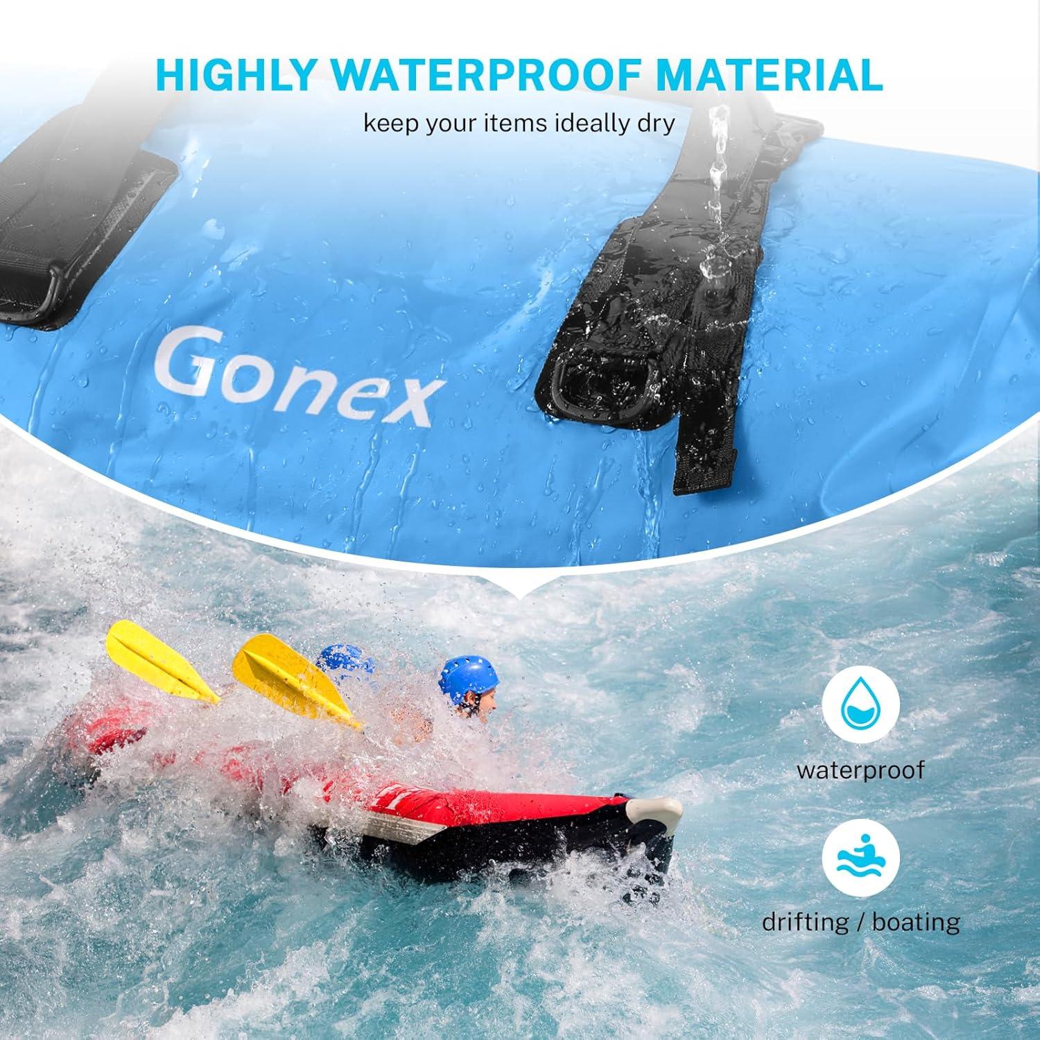 image:imageGonex 40L 60L 80L Extra Large Waterproof Duffle Travel Dry Duffel Bag Heavy Duty Bag with Durable Straps amp Handles for Kayaking Paddleboarding Boating Rafting FishingLight blue
