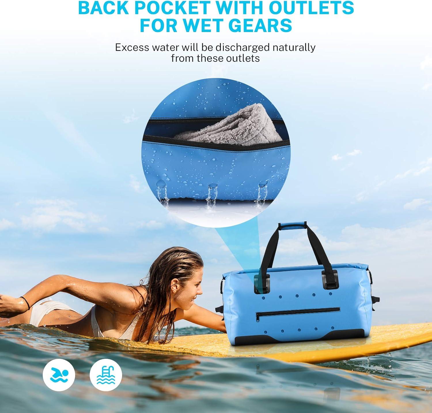 image:imageGonex 40L 60L 80L Extra Large Waterproof Duffle Travel Dry Duffel Bag Heavy Duty Bag with Durable Straps amp Handles for Kayaking Paddleboarding Boating Rafting FishingLight blue