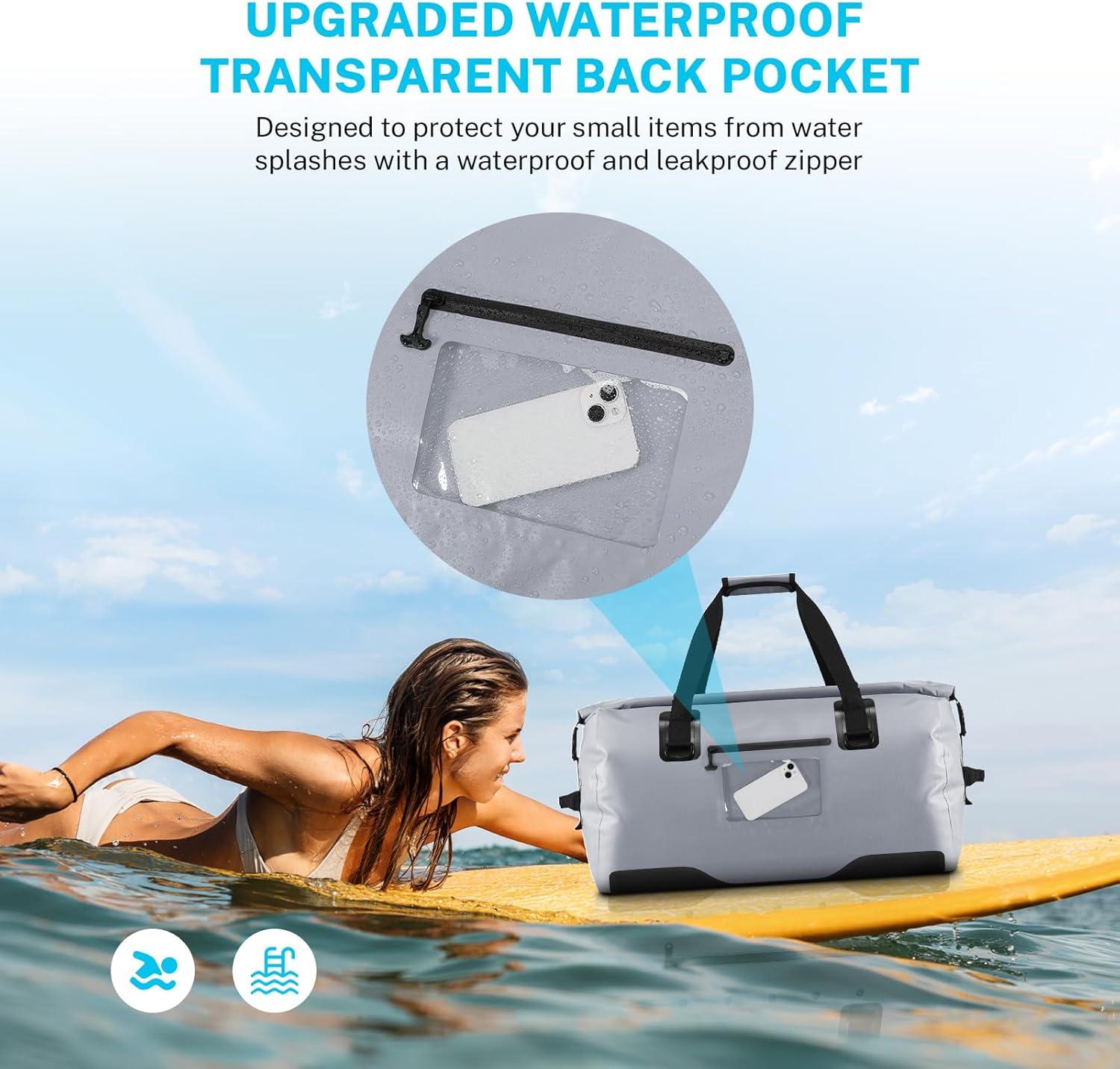 image:imageGonex 40L 60L 80L Extra Large Waterproof Duffle Travel Dry Duffel Bag Heavy Duty Bag with Durable Straps amp Handles for Kayaking Paddleboarding Boating Rafting FishingGray