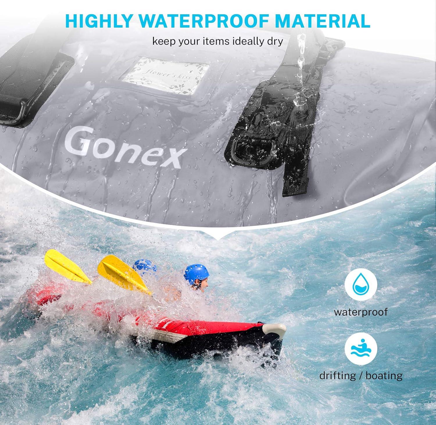 image:imageGonex 40L 60L 80L Extra Large Waterproof Duffle Travel Dry Duffel Bag Heavy Duty Bag with Durable Straps amp Handles for Kayaking Paddleboarding Boating Rafting FishingGray