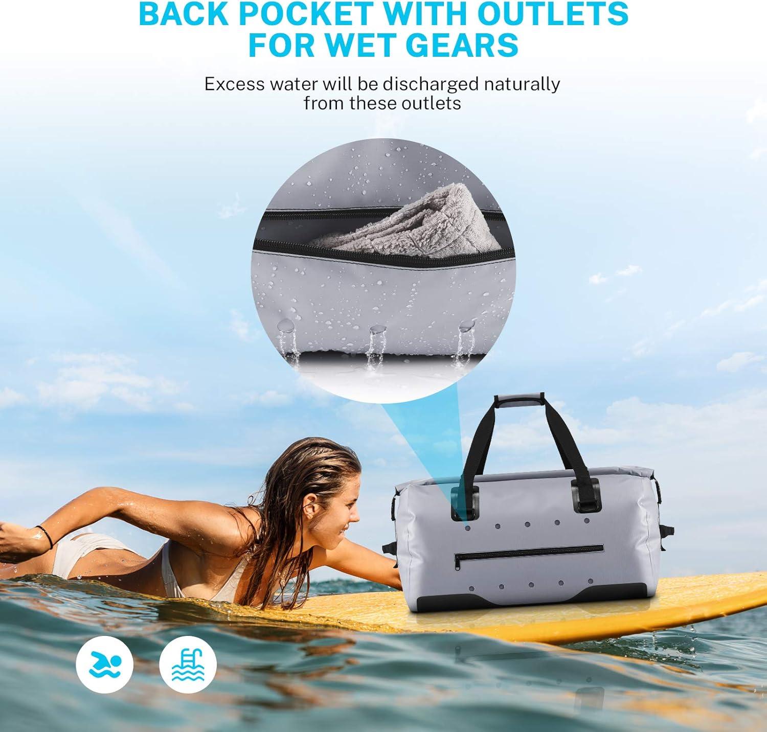 image:imageGonex 40L 60L 80L Extra Large Waterproof Duffle Travel Dry Duffel Bag Heavy Duty Bag with Durable Straps amp Handles for Kayaking Paddleboarding Boating Rafting FishingGray
