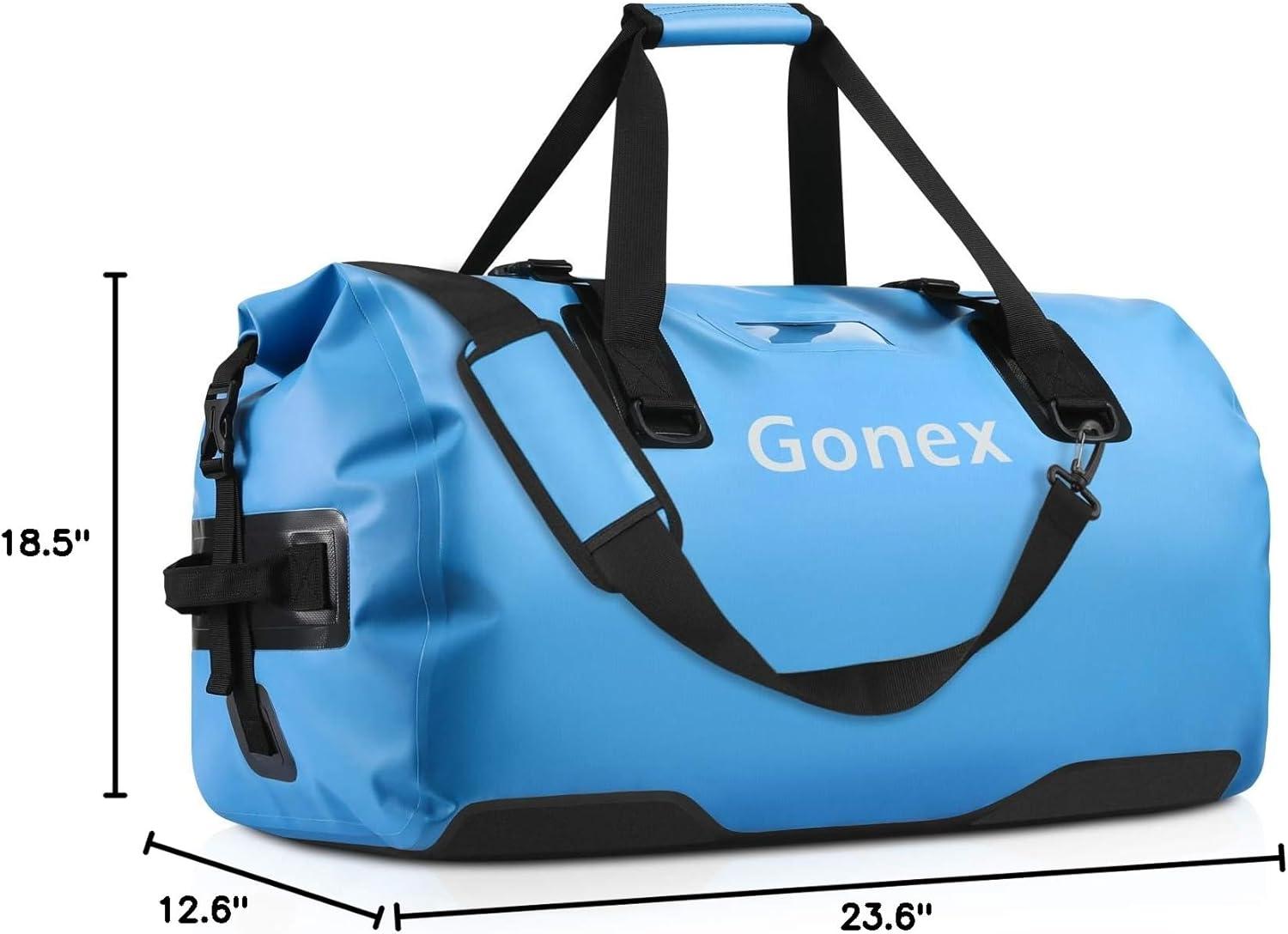 image:imageGonex 40L 60L 80L Extra Large Waterproof Duffle Travel Dry Duffel Bag Heavy Duty Bag with Durable Straps amp Handles for Kayaking Paddleboarding Boating Rafting FishingLight blue