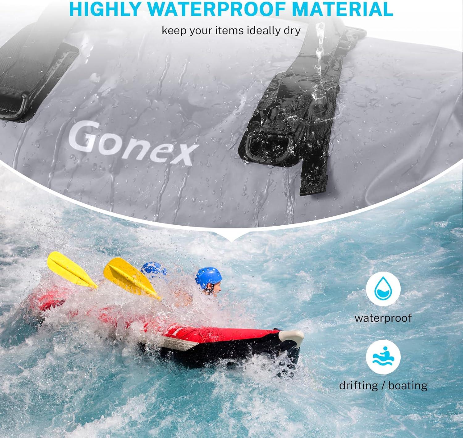image:imageGonex 40L 60L 80L Extra Large Waterproof Duffle Travel Dry Duffel Bag Heavy Duty Bag with Durable Straps amp Handles for Kayaking Paddleboarding Boating Rafting FishingGray