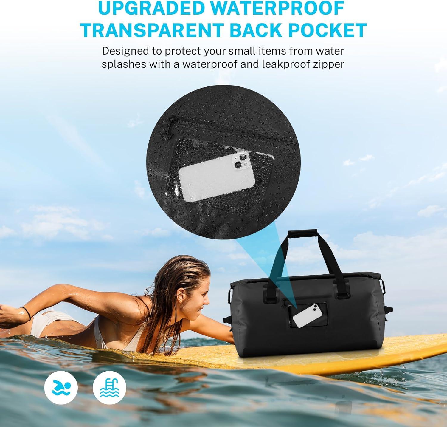 image:imageGonex 40L 60L 80L Extra Large Waterproof Duffle Travel Dry Duffel Bag Heavy Duty Bag with Durable Straps amp Handles for Kayaking Paddleboarding Boating Rafting FishingBlack
