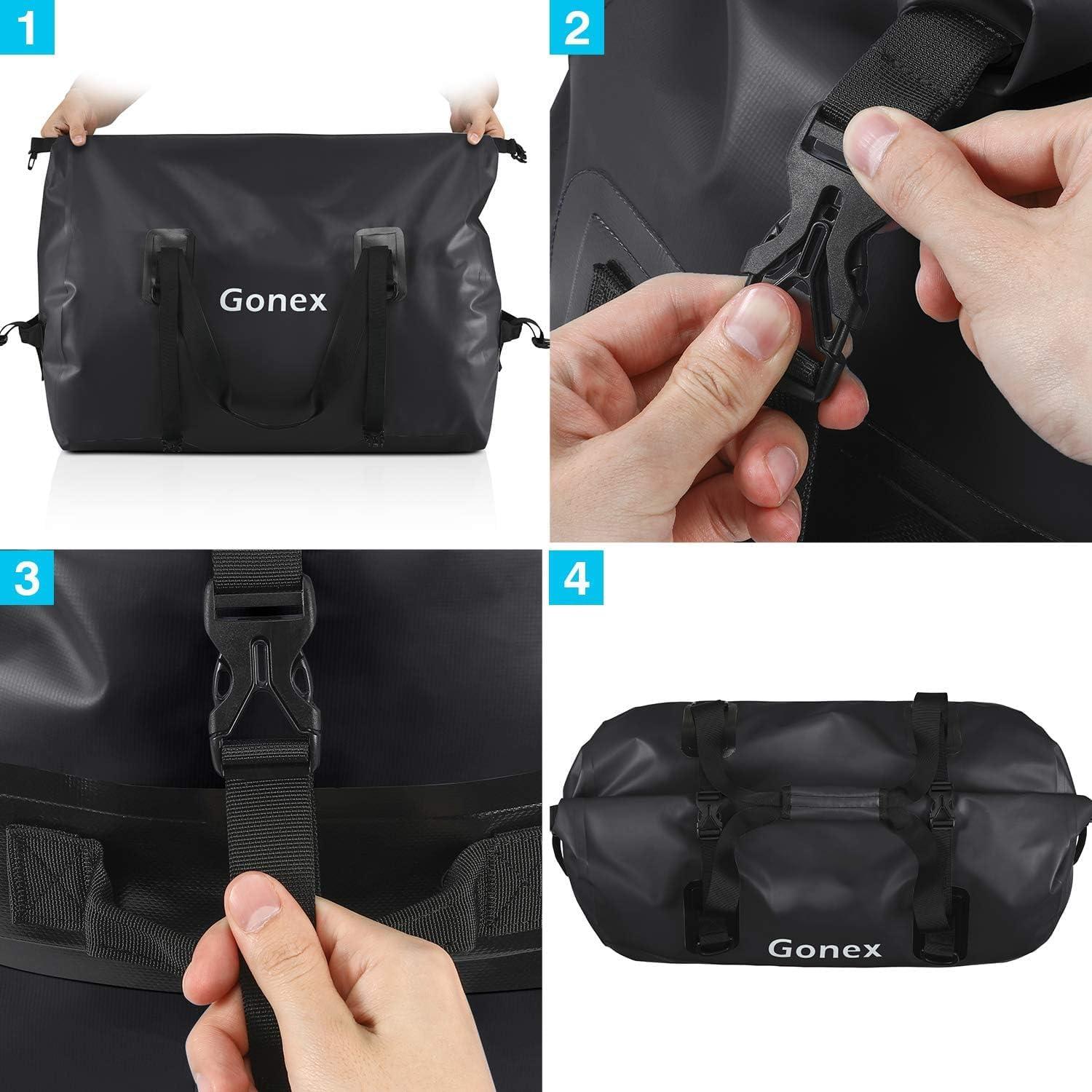 image:imageGonex 40L 60L 80L Extra Large Waterproof Duffle Travel Dry Duffel Bag Heavy Duty Bag with Durable Straps amp Handles for Kayaking Paddleboarding Boating Rafting FishingBlack