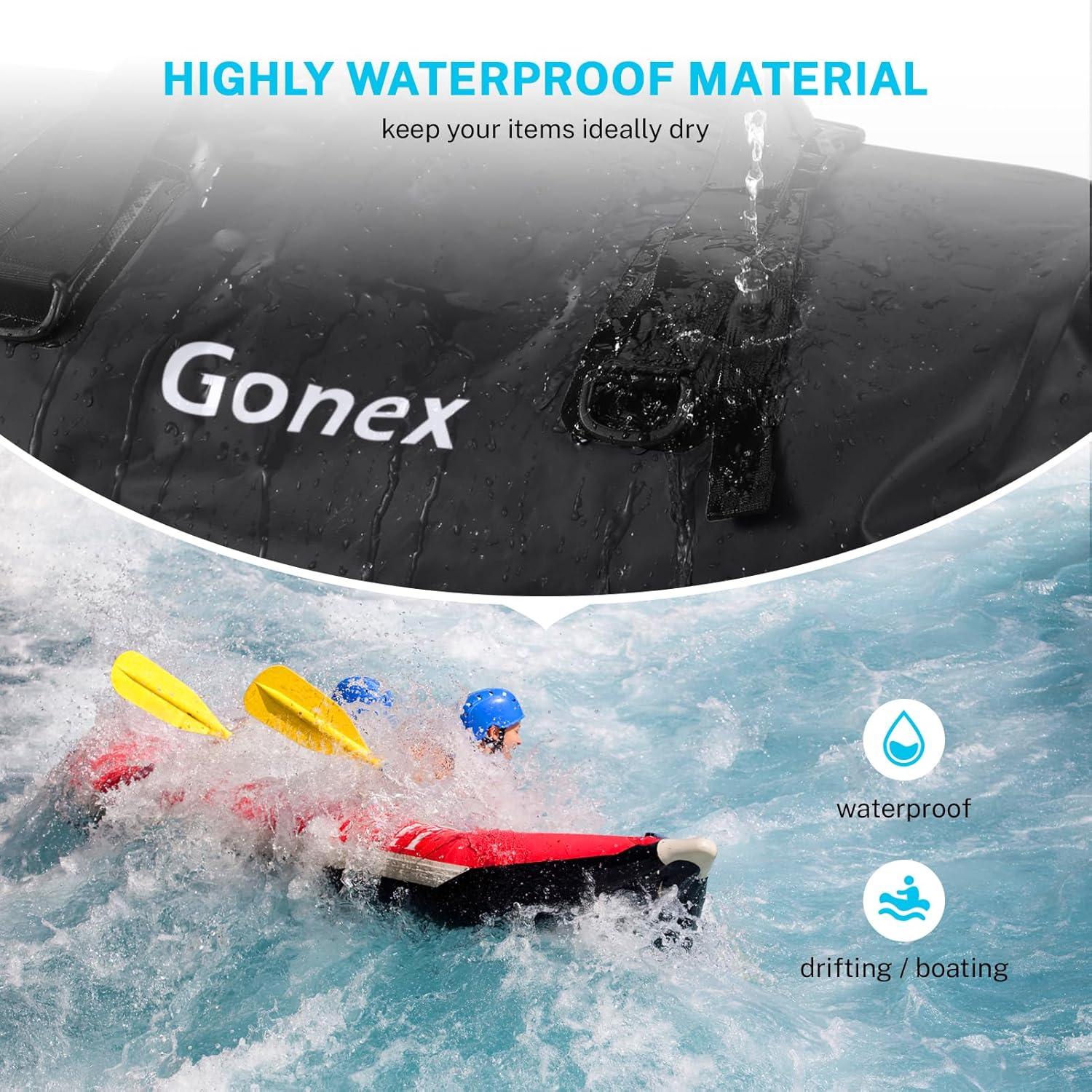 image:imageGonex 40L 60L 80L Extra Large Waterproof Duffle Travel Dry Duffel Bag Heavy Duty Bag with Durable Straps amp Handles for Kayaking Paddleboarding Boating Rafting FishingBlack