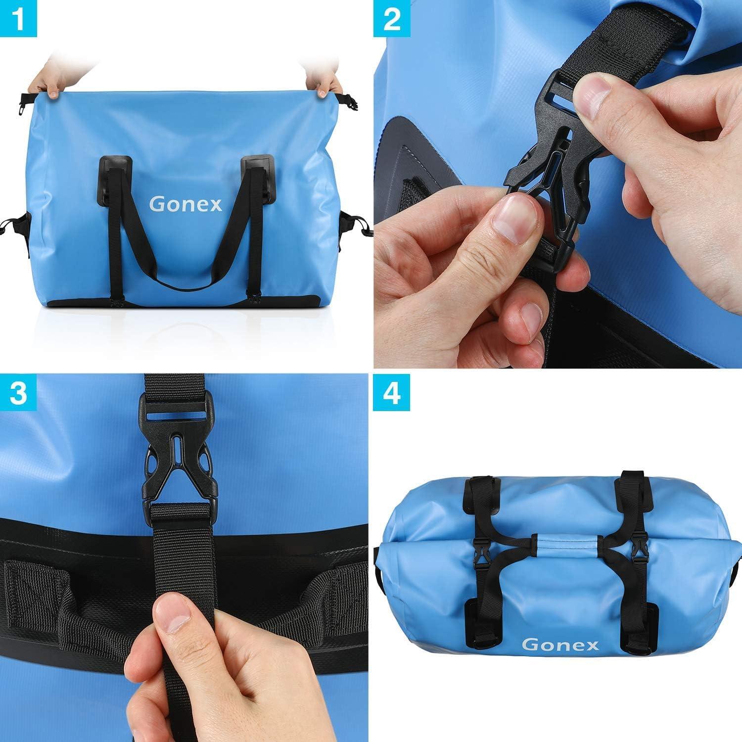 image:imageGonex 40L 60L 80L Extra Large Waterproof Duffle Travel Dry Duffel Bag Heavy Duty Bag with Durable Straps amp Handles for Kayaking Paddleboarding Boating Rafting FishingLight blue