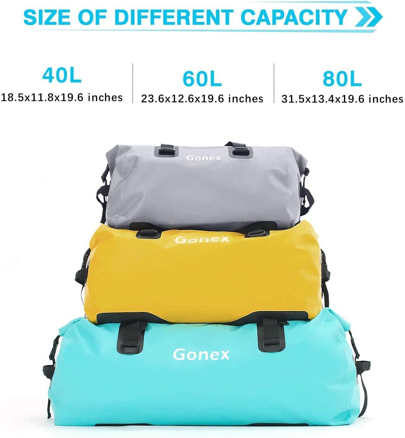 image:imageGonex 40L 60L 80L Extra Large Waterproof Duffle Travel Dry Duffel Bag Heavy Duty Bag with Durable Straps amp Handles for Kayaking Paddleboarding Boating Rafting FishingGray